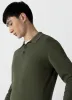 Men's Sea Island Cotton Long Sleeve Polo Shirt in Hunter Green sold by Sunspel