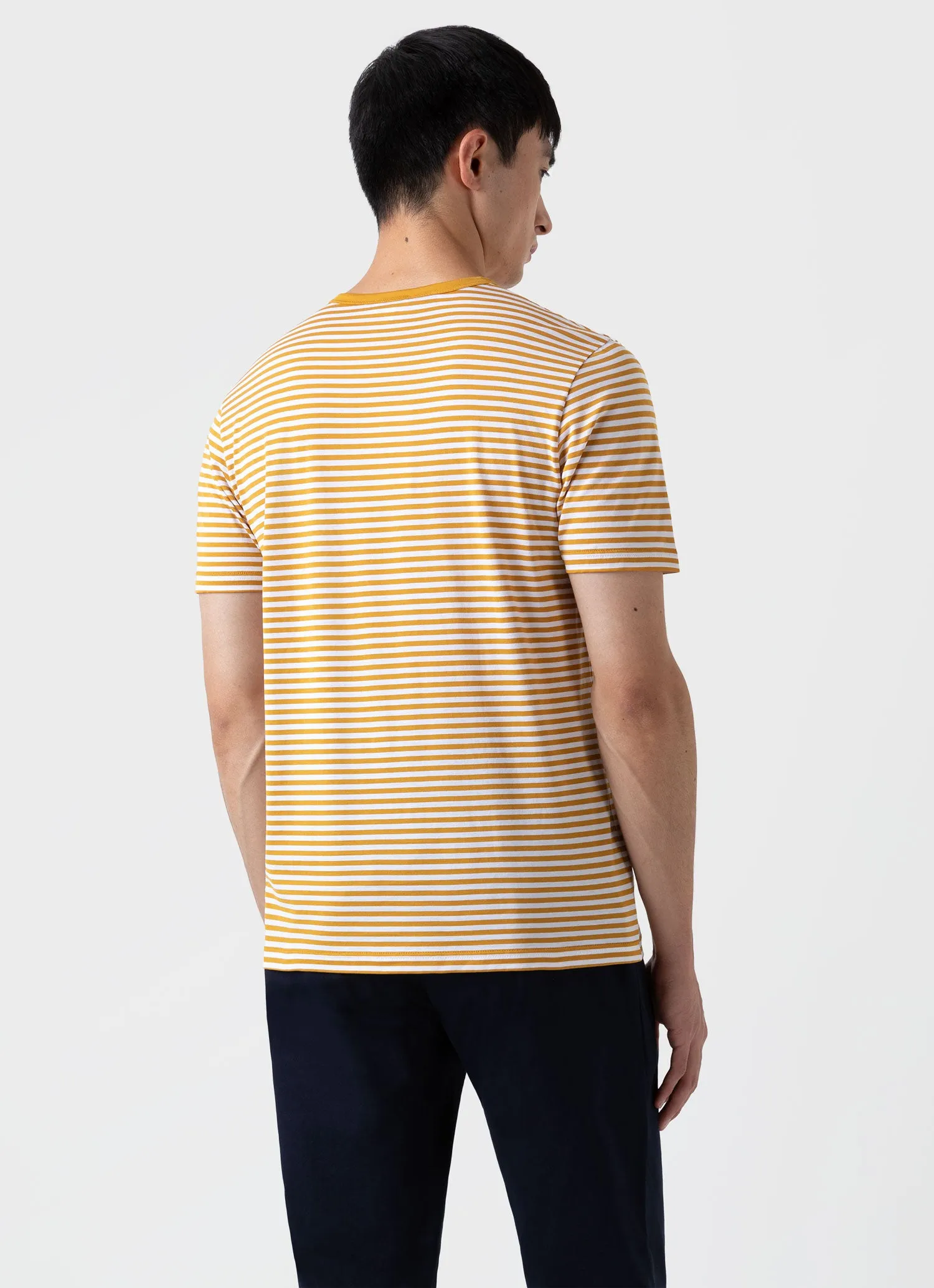 Men's Classic T-shirt in White/Cider English Stripe sold by Sunspel product image thumbnail 4
