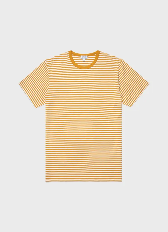 Men's Classic T-shirt in White/Cider English Stripe sold by Sunspel