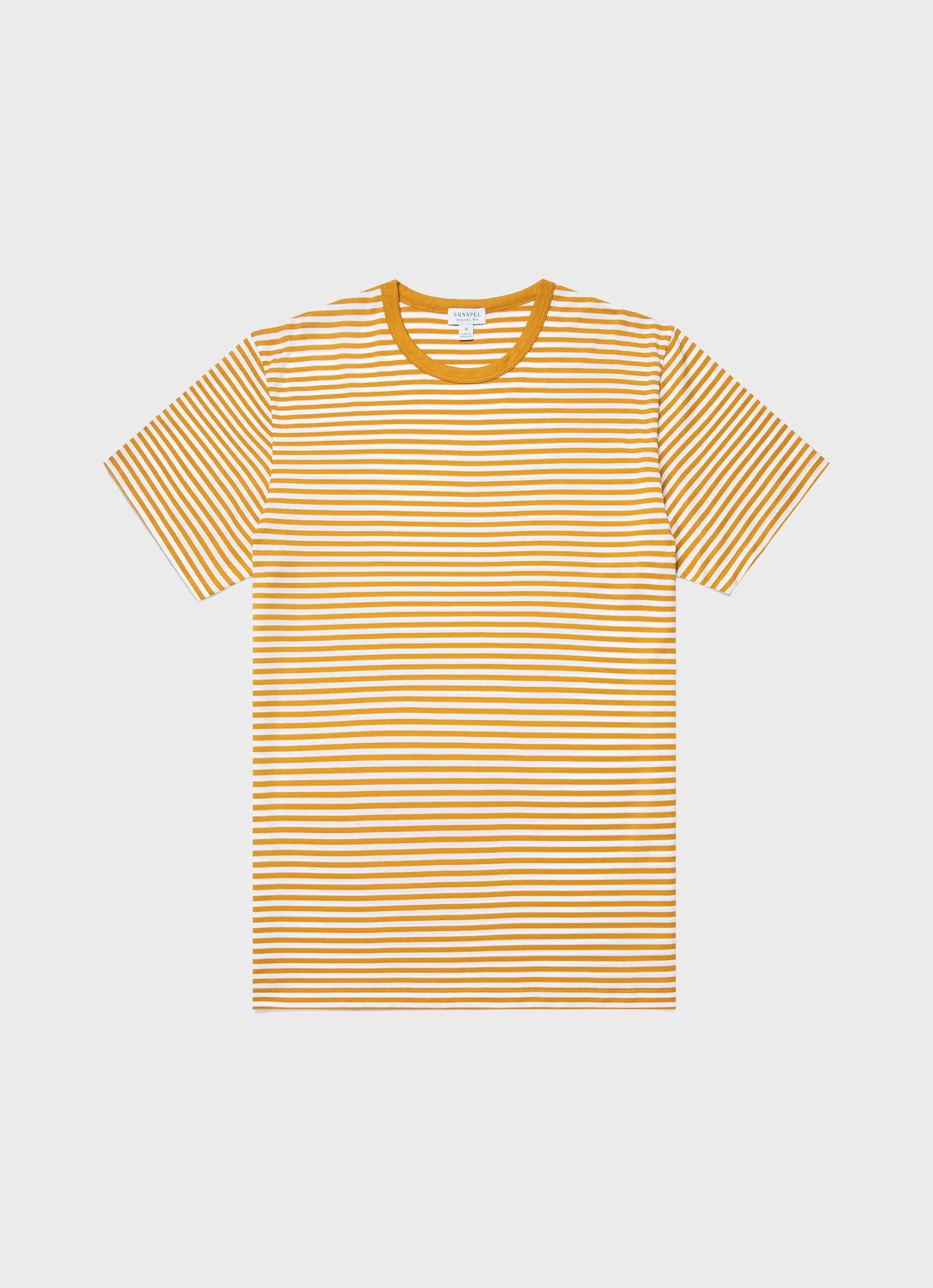 Men's Classic T-shirt in White/Cider English Stripe sold by Sunspel