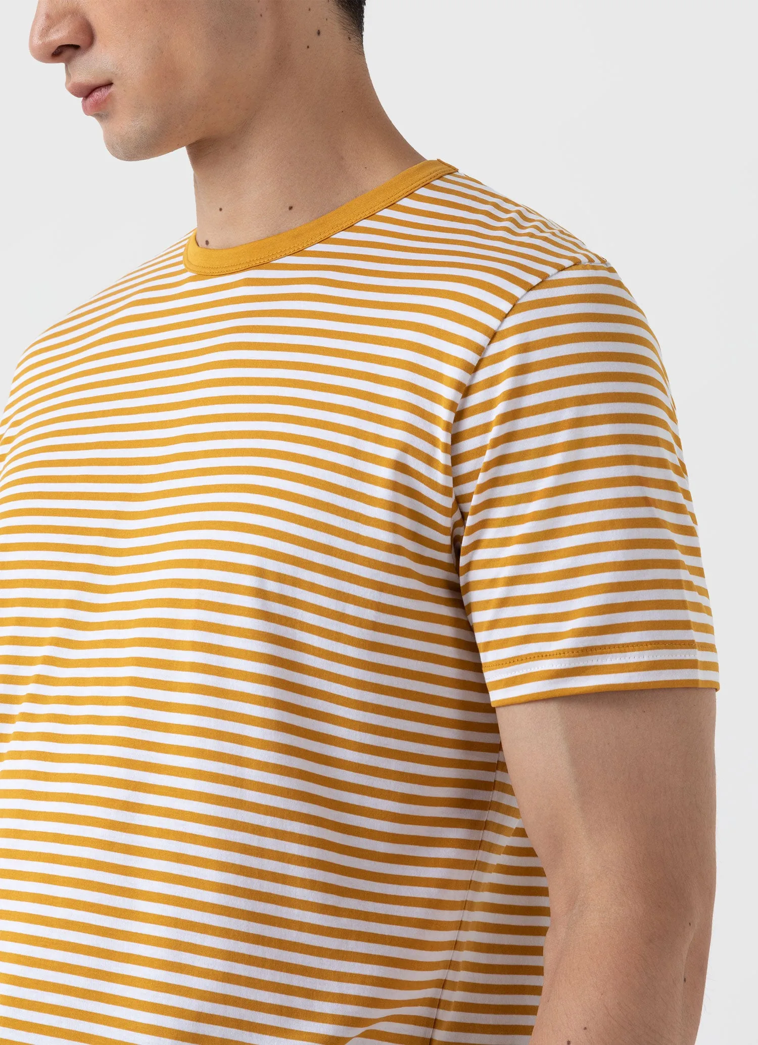 Men's Classic T-shirt in White/Cider English Stripe sold by Sunspel product image thumbnail 5