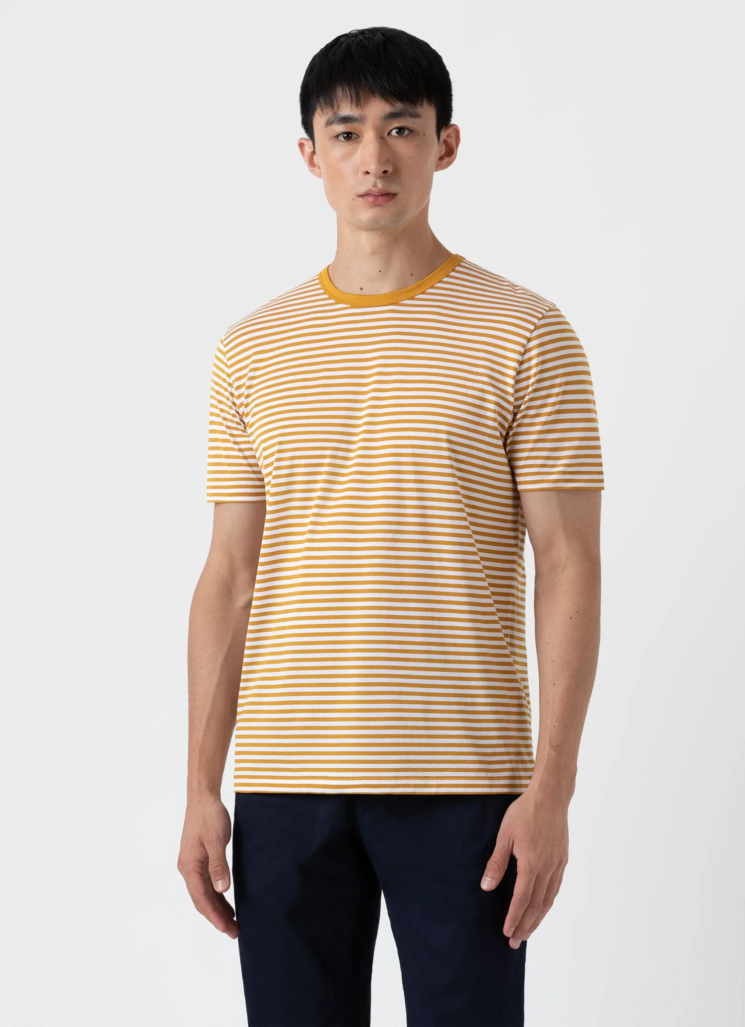 Men's Classic T-shirt in White/Cider English Stripe sold by Sunspel product image thumbnail 2