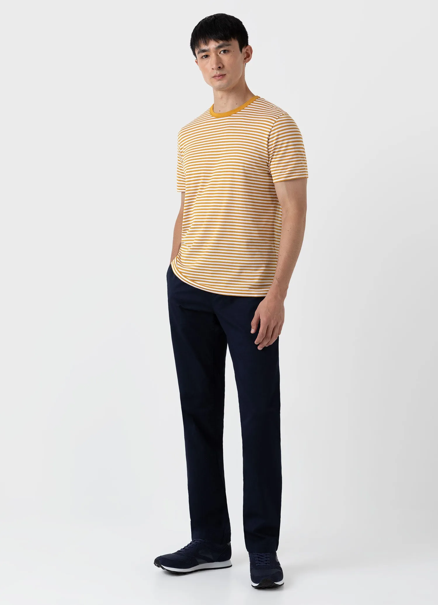 Men's Classic T-shirt in White/Cider English Stripe sold by Sunspel product image thumbnail 3