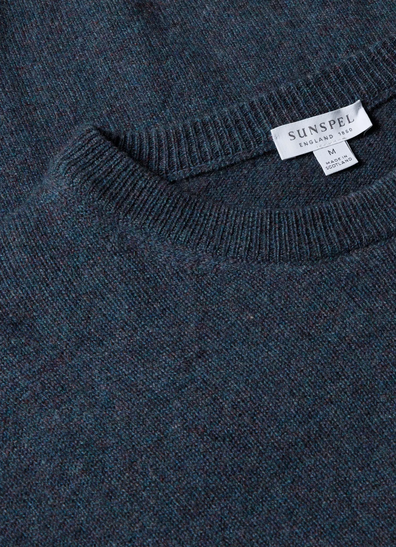 Men's Cashmere Crew Neck Jumper in Peacock Melange sold by Sunspel product image thumbnail 4