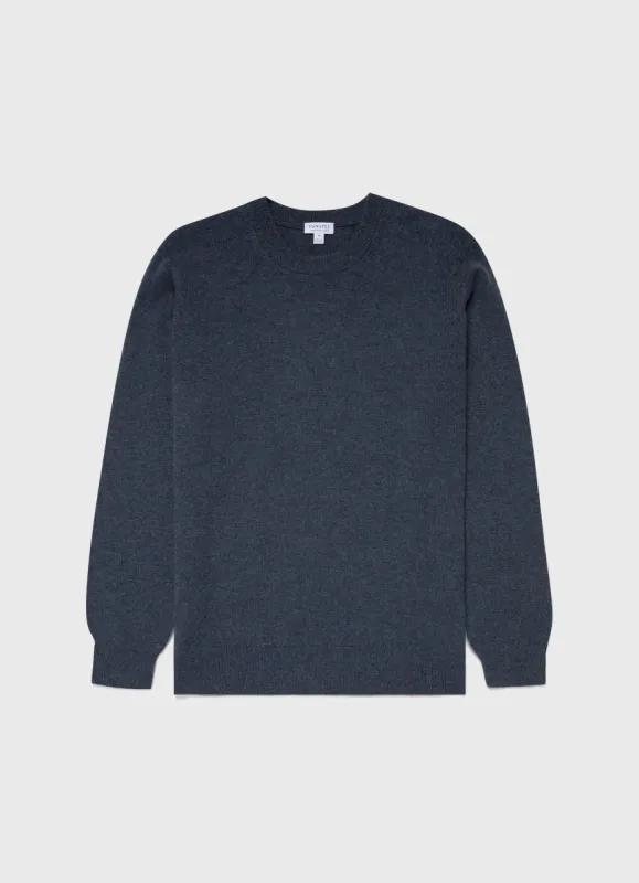 Men's Cashmere Crew Neck Jumper in Peacock Melange sold by Sunspel