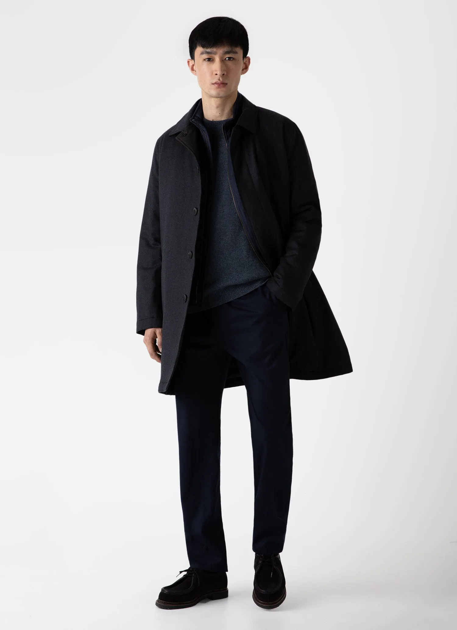 Men's Cashmere Crew Neck Jumper in Peacock Melange sold by Sunspel product image thumbnail 3