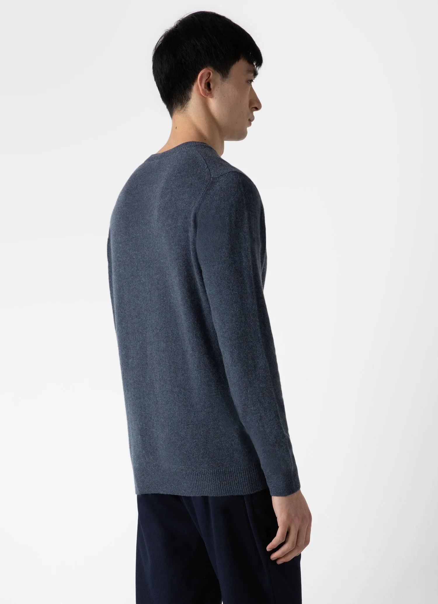 Men's Cashmere Crew Neck Jumper in Peacock Melange sold by Sunspel product image thumbnail 5