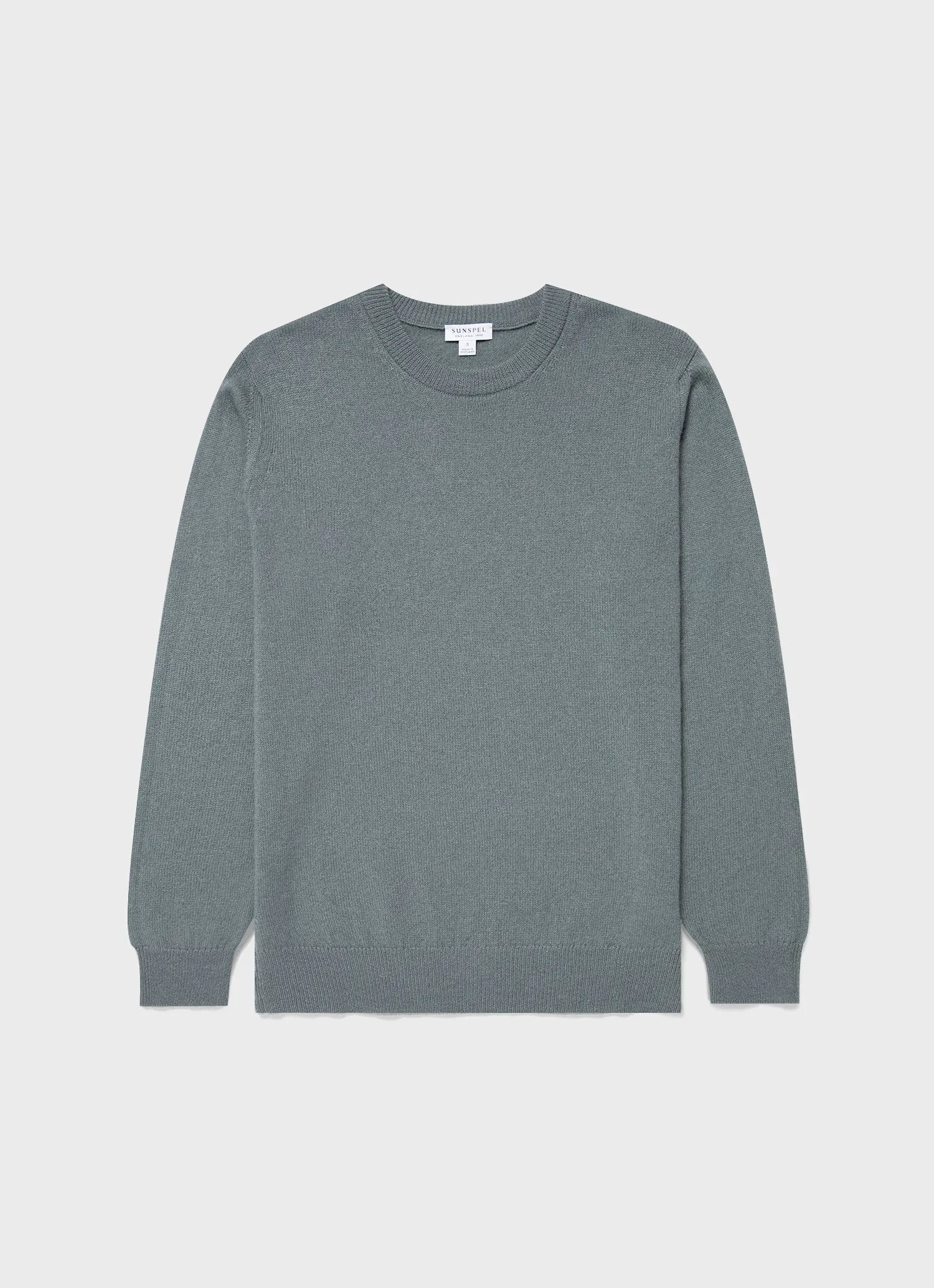 Men's Cashmere Crew Neck Jumper in Smoke Green sold by Sunspel
