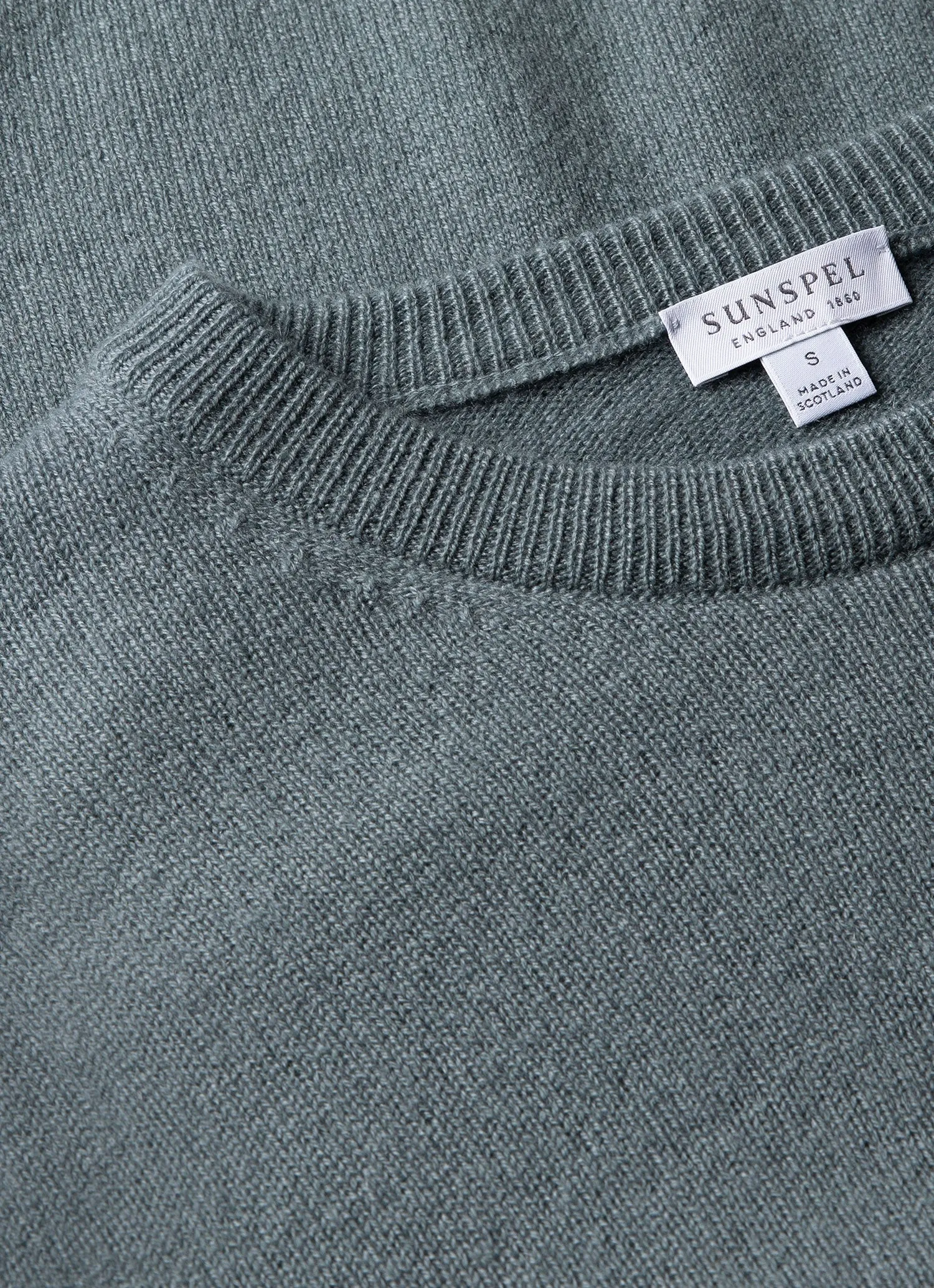 Men's Cashmere Crew Neck Jumper in Smoke Green sold by Sunspel product image thumbnail 4