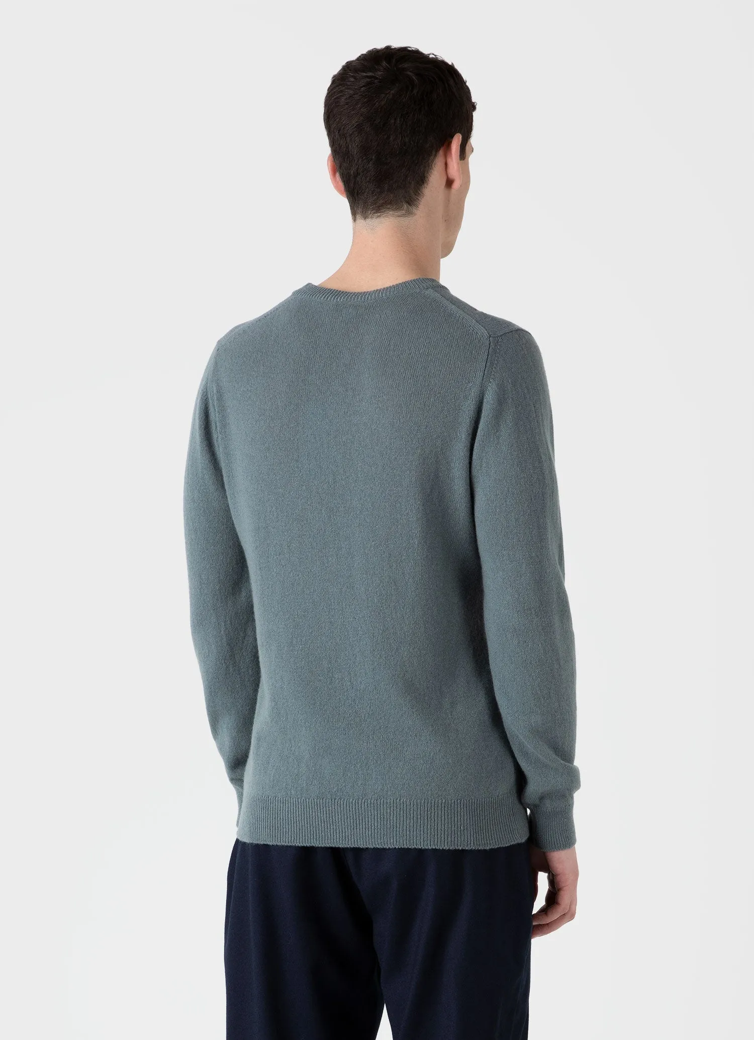 Men's Cashmere Crew Neck Jumper in Smoke Green sold by Sunspel product image thumbnail 5