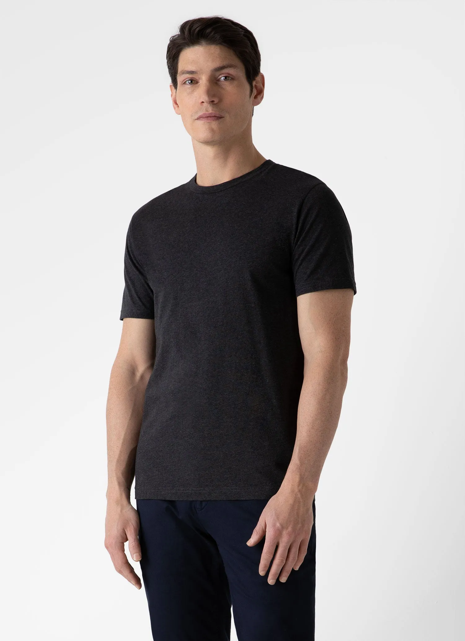 Men's Riviera T-shirt in Charcoal Melange sold by Sunspel product image thumbnail 2