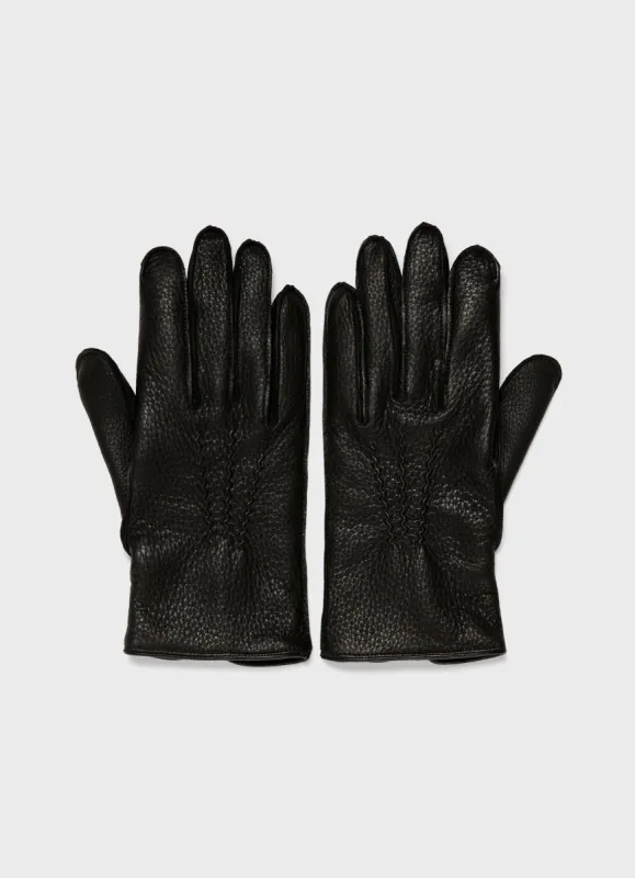 Men's Dents Deerskin Glove in Black sold by Sunspel