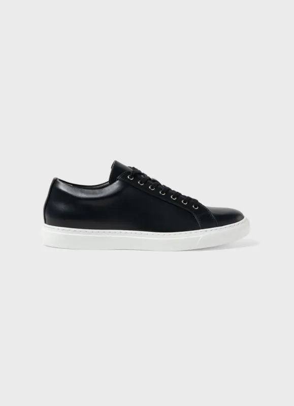 Men's Leather Tennis Shoes in Navy sold by Sunspel