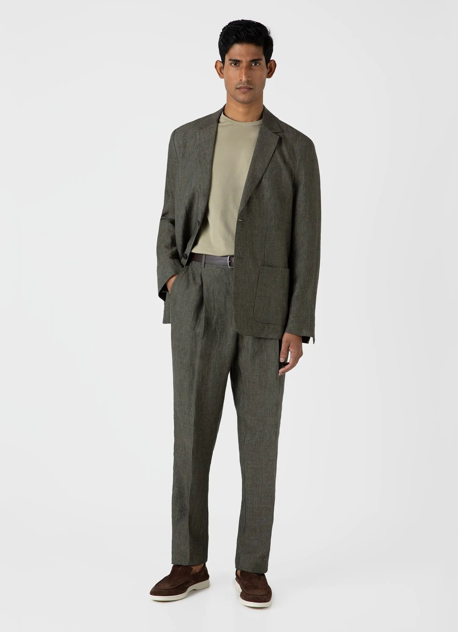 Men's Classic T-shirt in Pale Khaki sold by Sunspel product image thumbnail 3