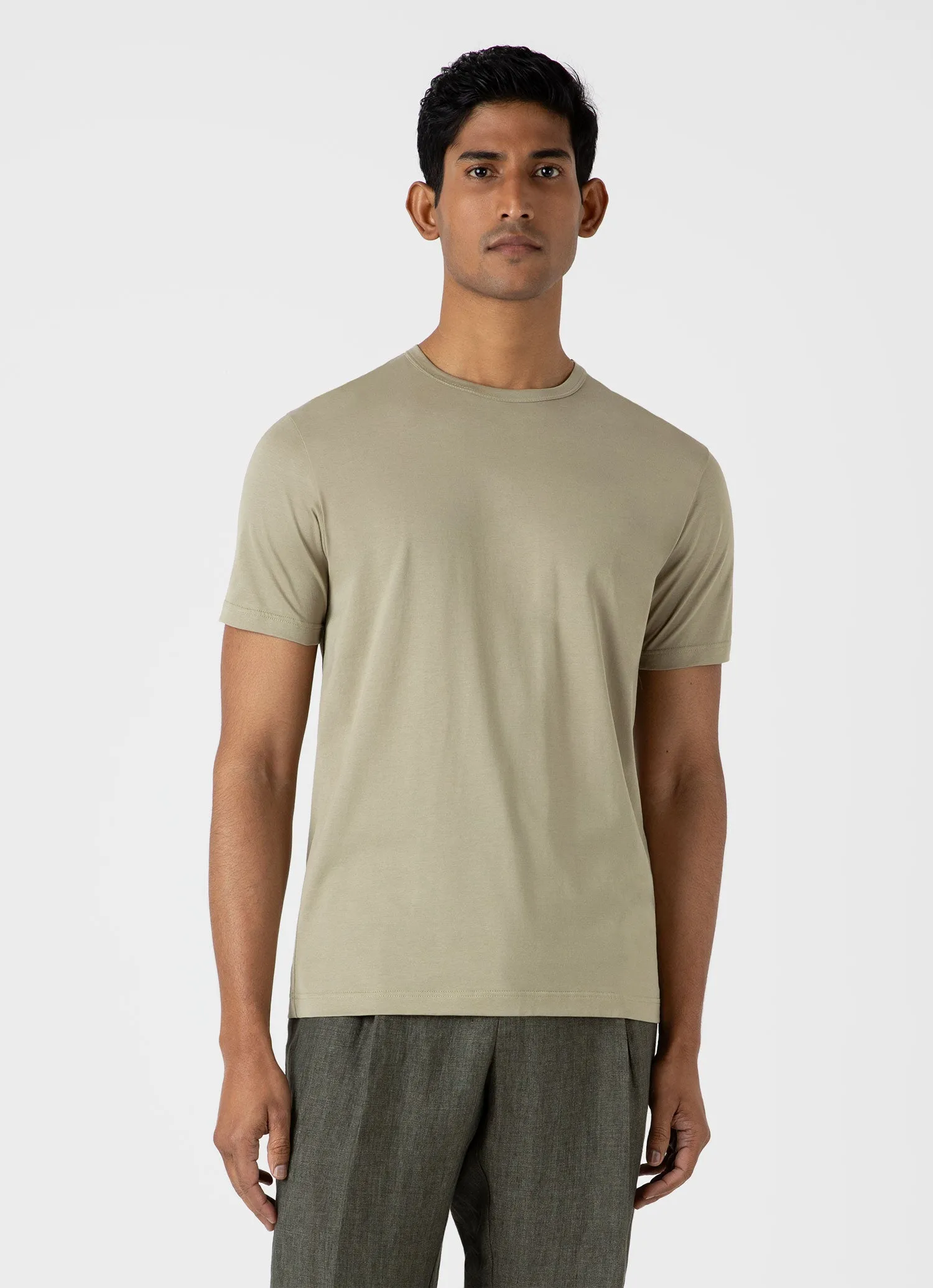 Men's Classic T-shirt in Pale Khaki sold by Sunspel product image thumbnail 2
