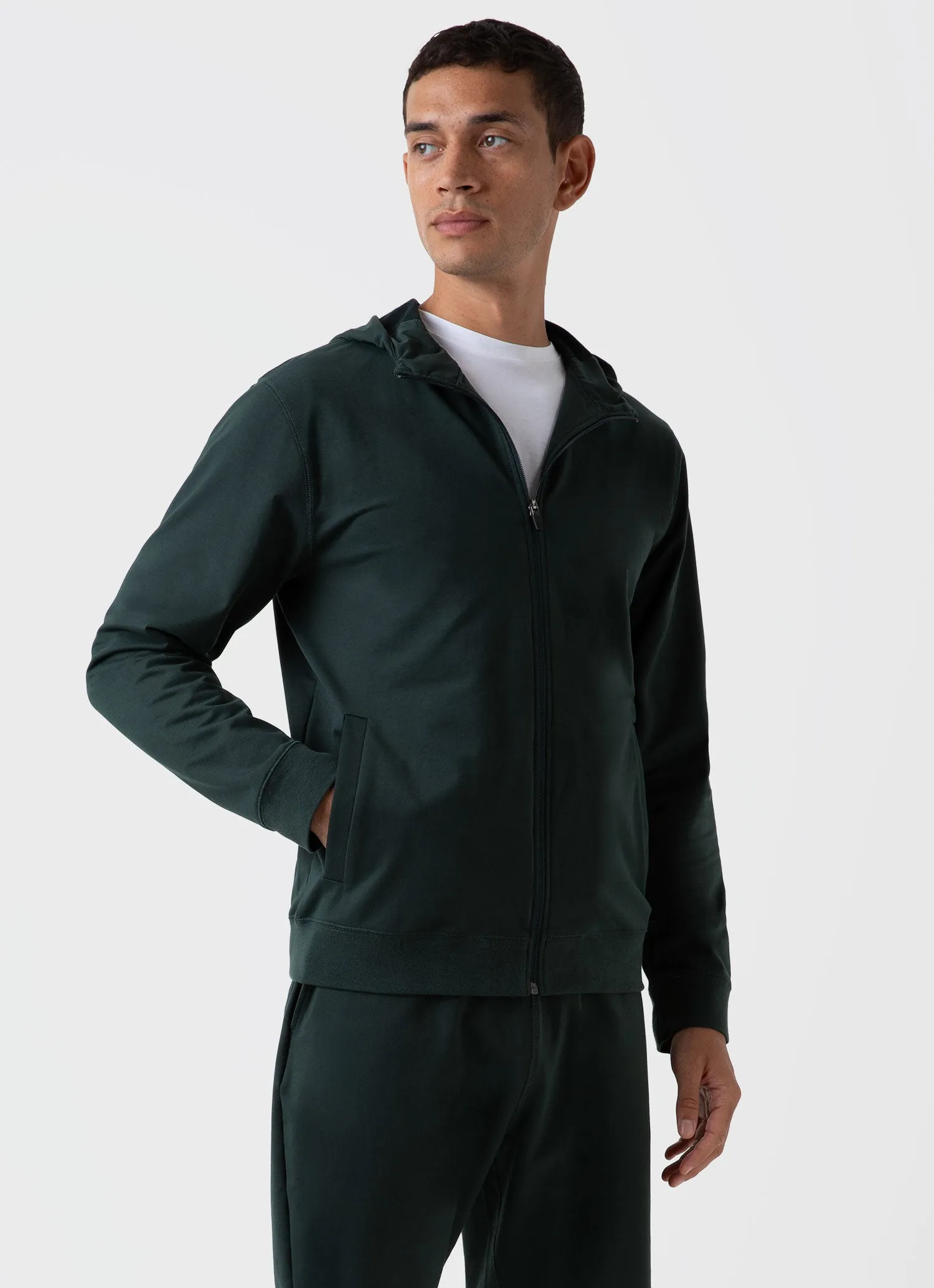 Men's DriRelease Active Hoody in Seaweed sold by Sunspel product image thumbnail 2