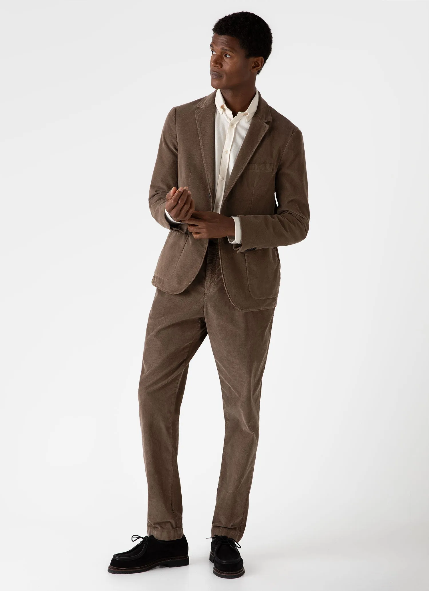 Men's Button Down Flannel Shirt in Ecru sold by Sunspel product image thumbnail 3