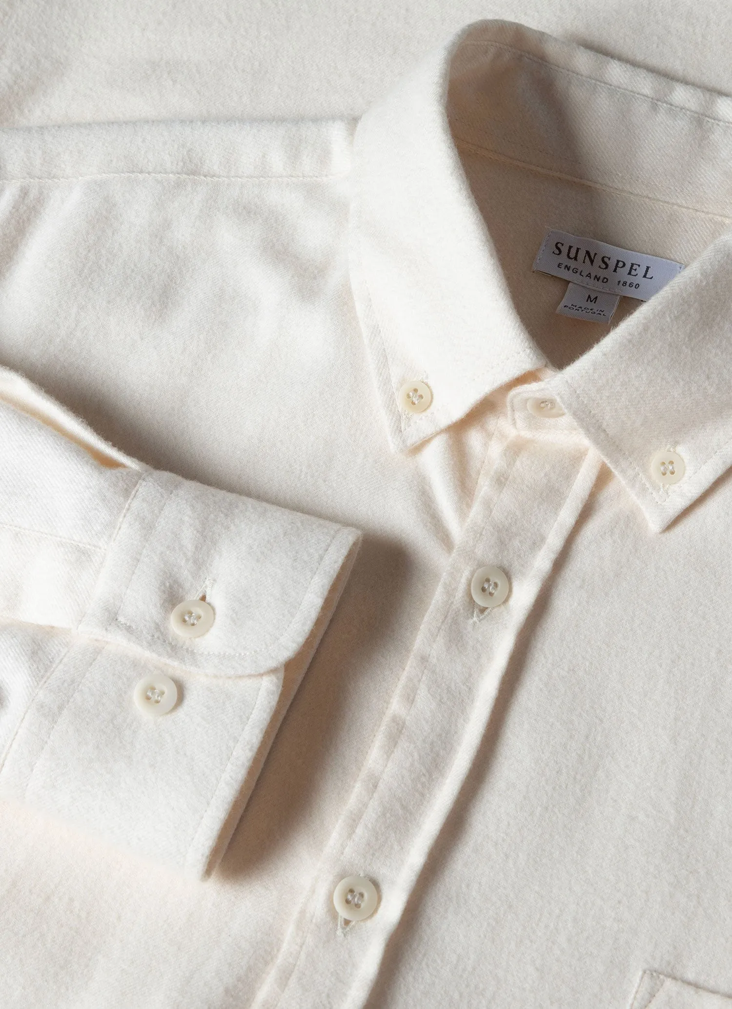 Men's Button Down Flannel Shirt in Ecru sold by Sunspel product image thumbnail 4