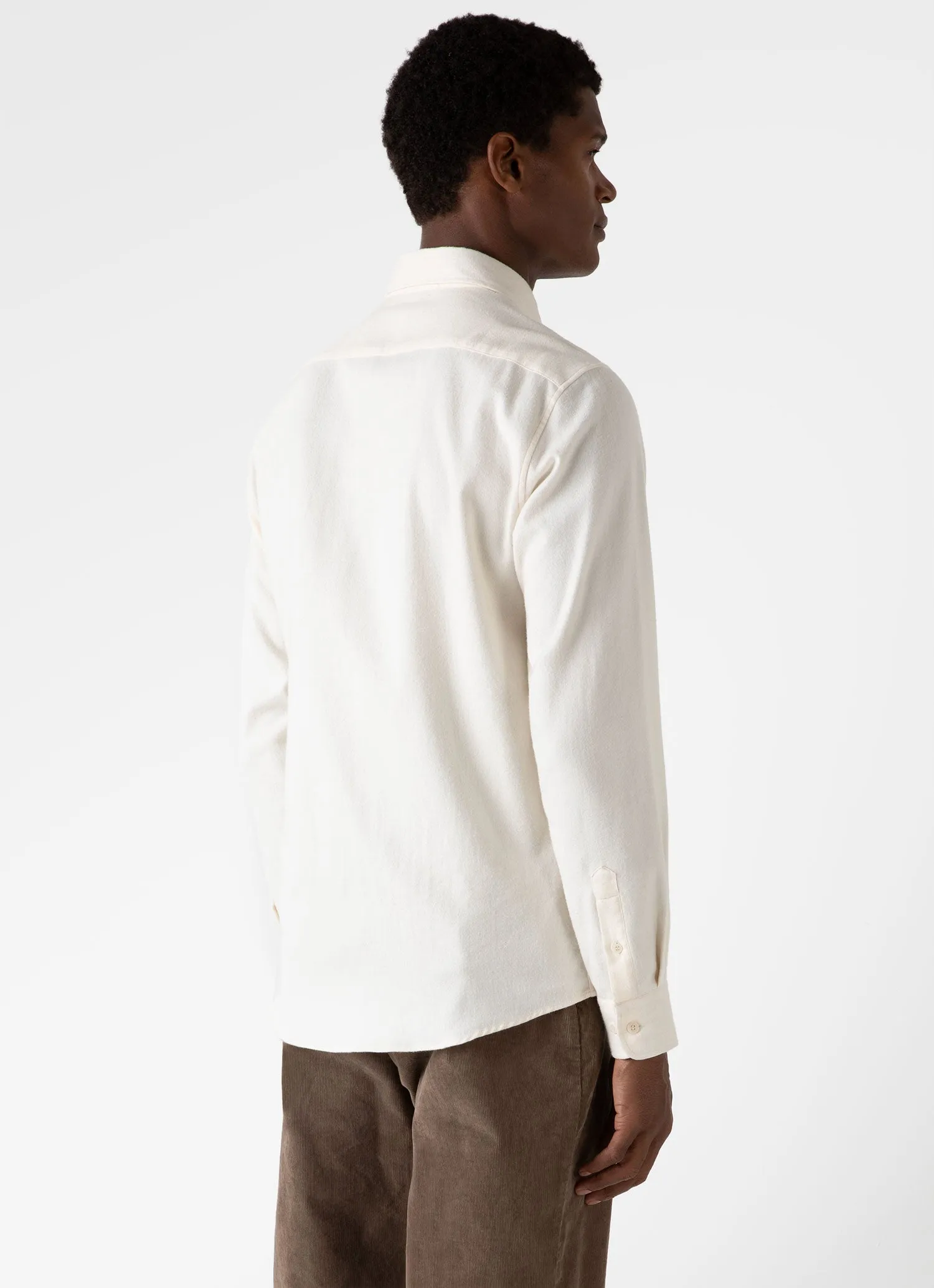 Men's Button Down Flannel Shirt in Ecru sold by Sunspel product image thumbnail 5