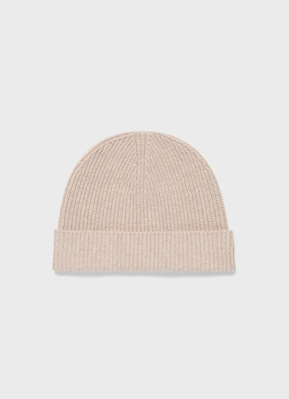 Cashmere Ribbed Hat in Putty sold by Sunspel
