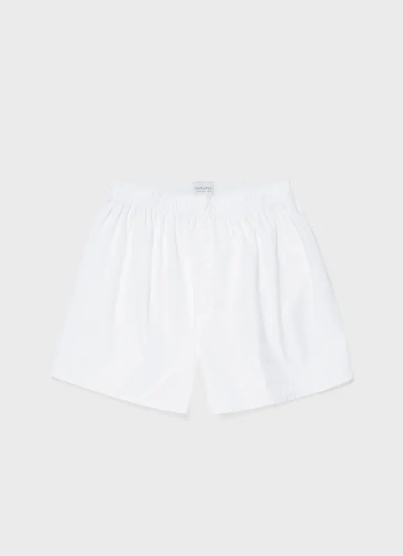 Men's Classic Boxer Shorts in White sold by Sunspel