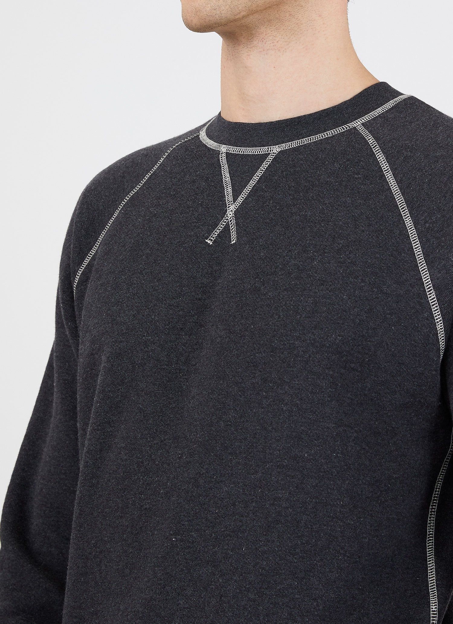 Men's Japanese Loopwheel Sweatshirt in Charcoal Melange sold by Sunspel product image thumbnail 5