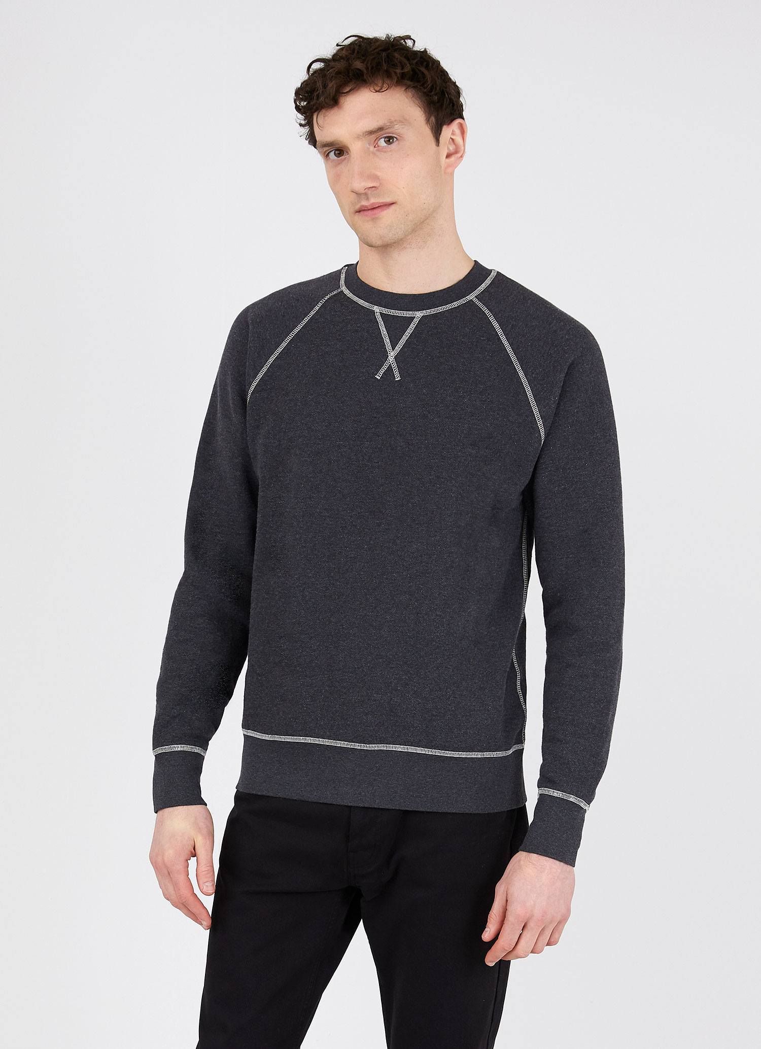 Men's Japanese Loopwheel Sweatshirt in Charcoal Melange sold by Sunspel product image thumbnail 2
