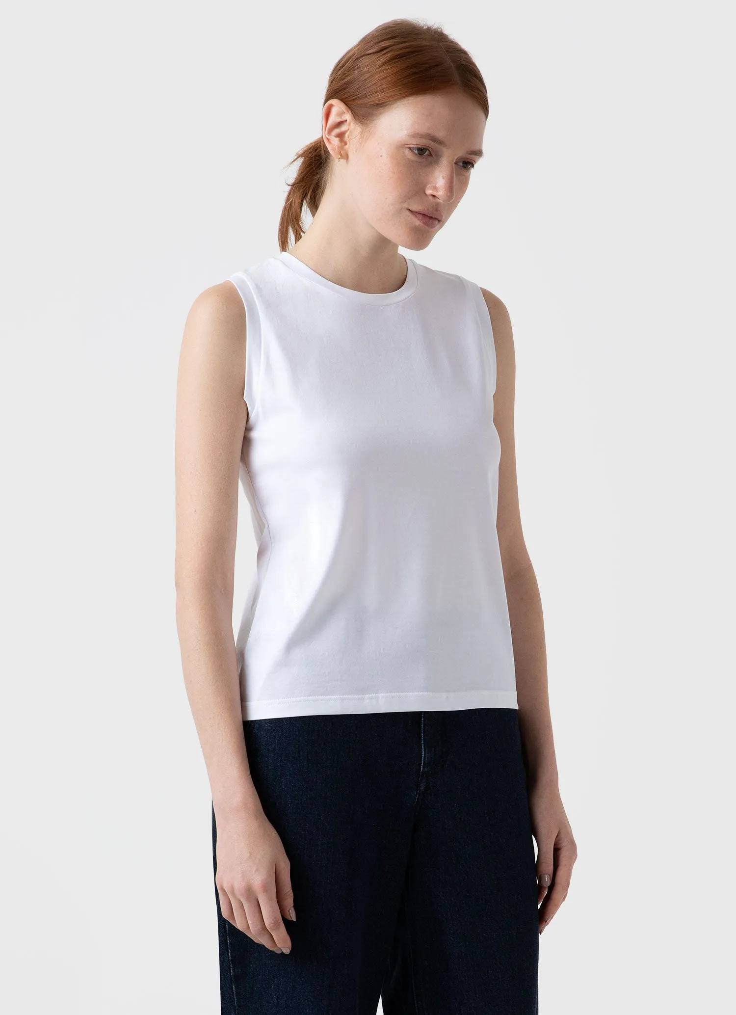 Women's Boy Fit Tank in White sold by Sunspel product image thumbnail 2