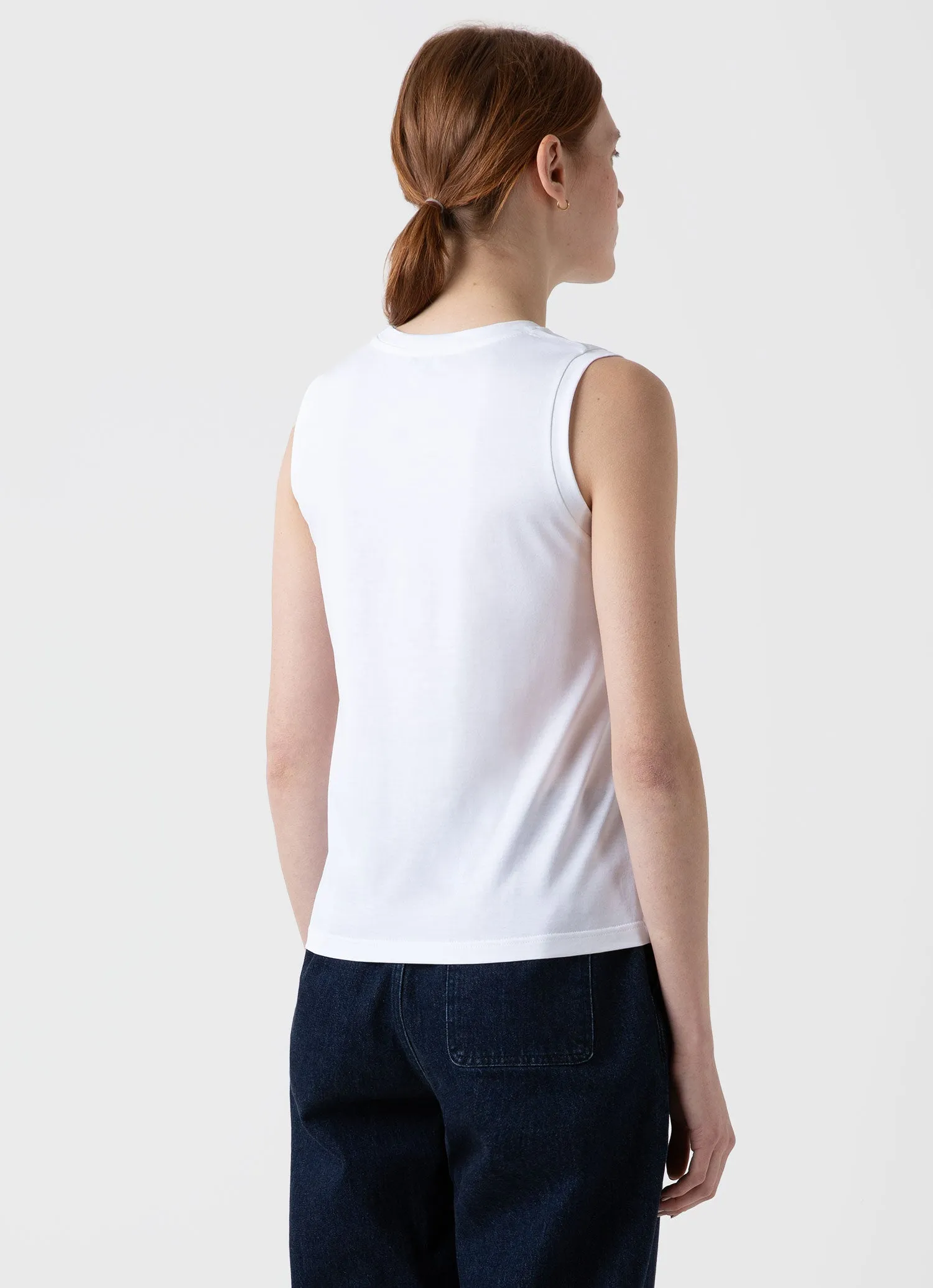 Women's Boy Fit Tank in White sold by Sunspel product image thumbnail 4