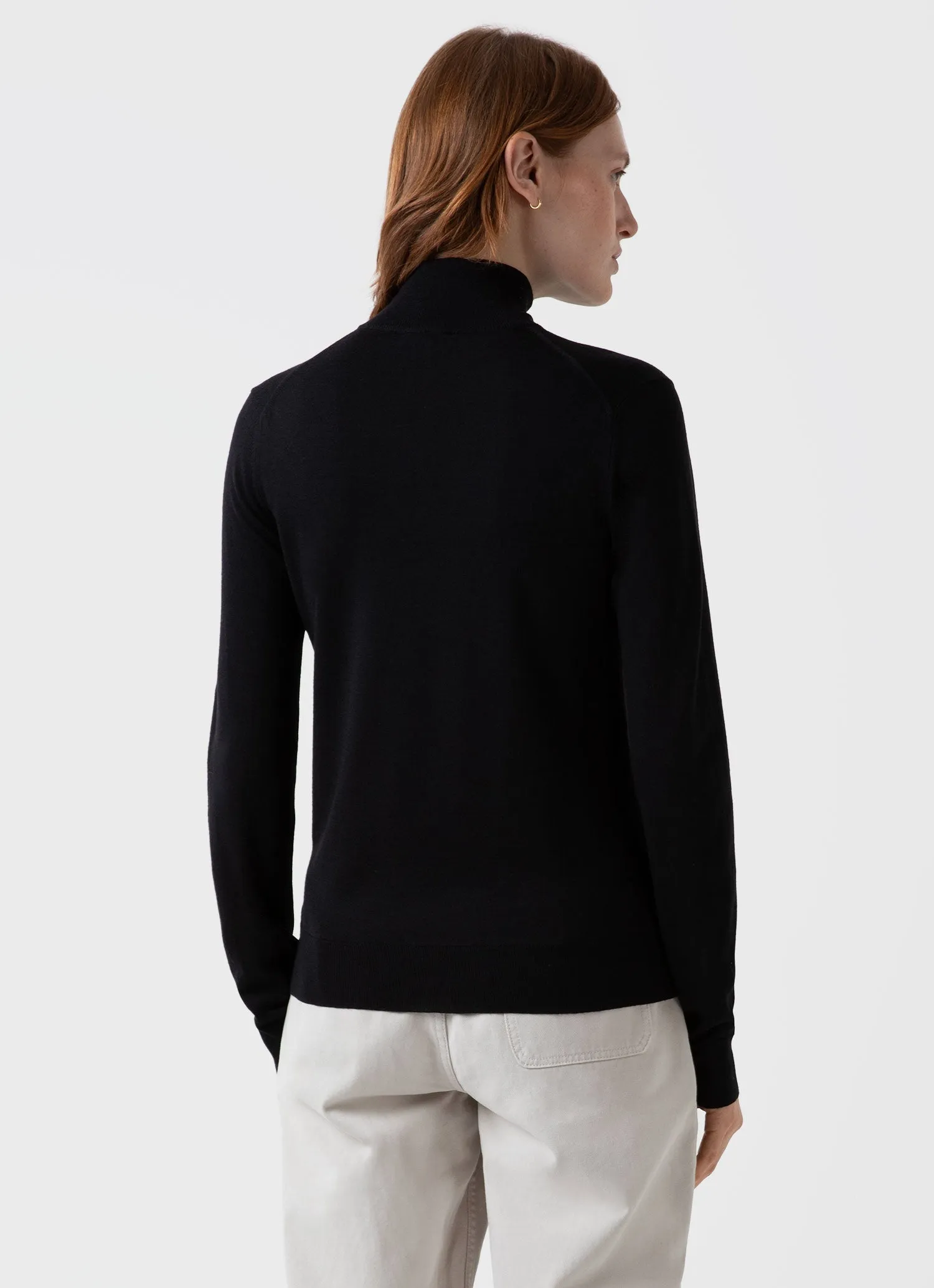 Women's Merino Silk Zip Neck Jumper in Black sold by Sunspel product image thumbnail 4
