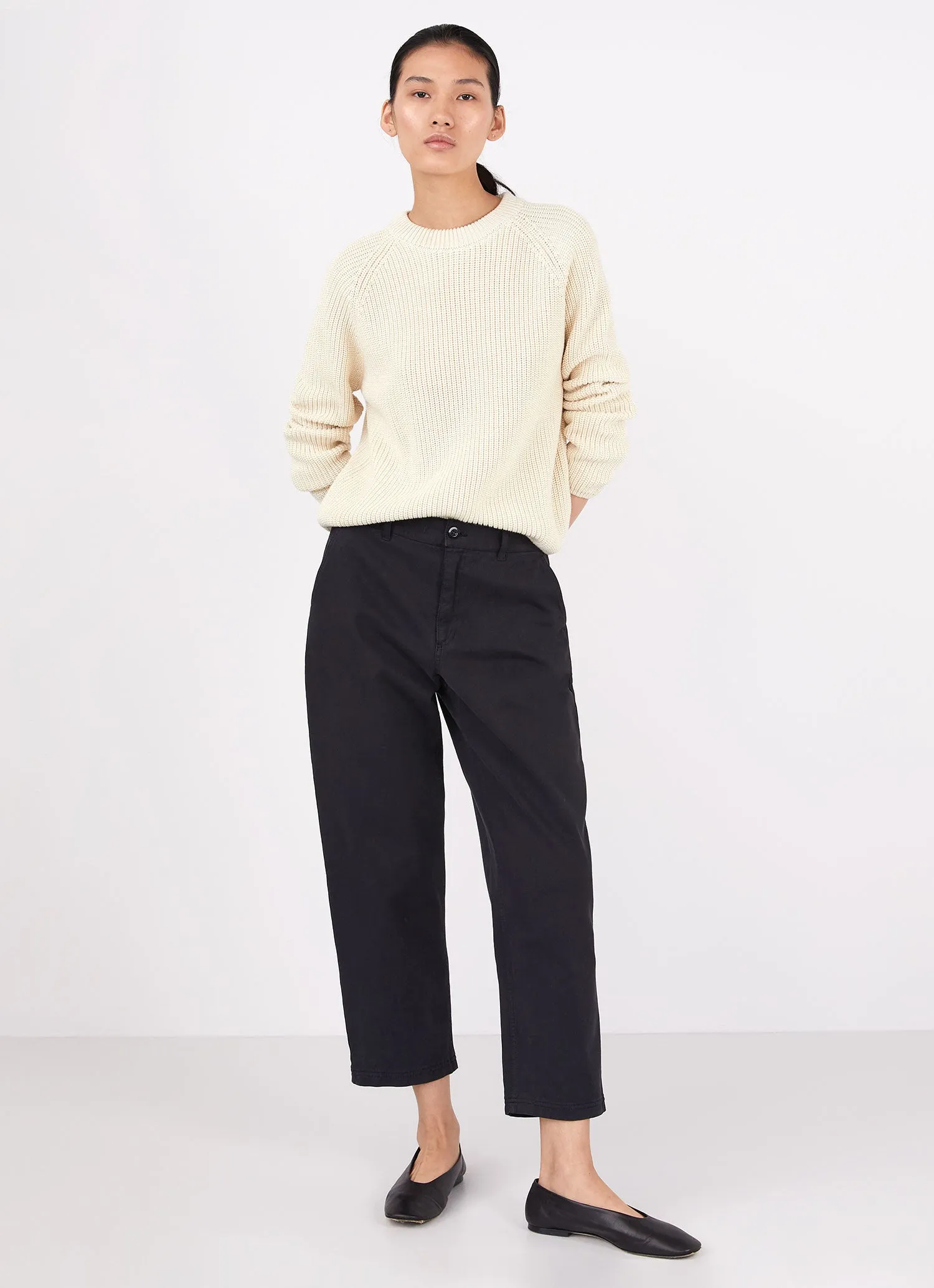 Women's Boxy Crew Jumper in Ecru sold by Sunspel product image thumbnail 3