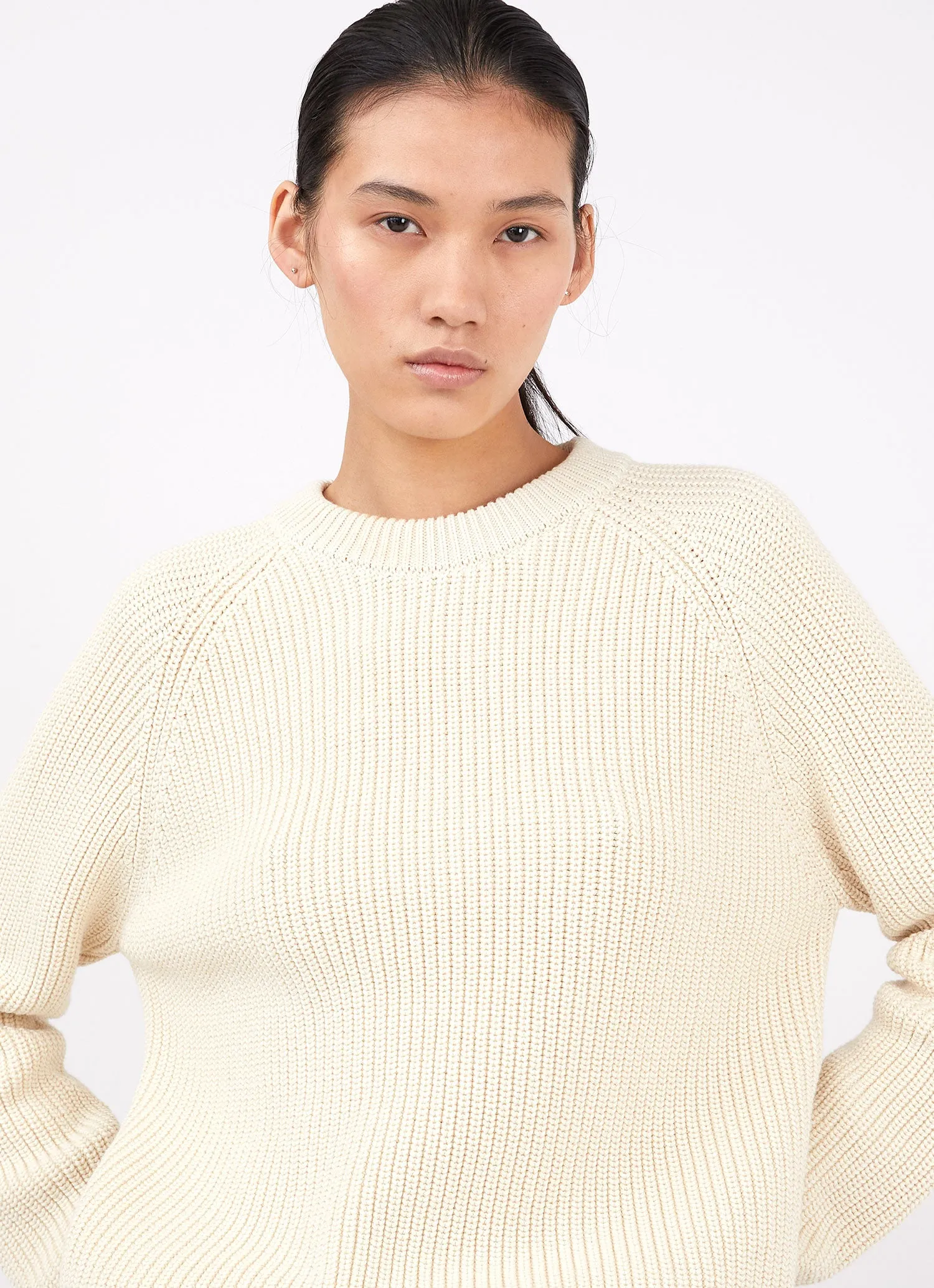 Women's Boxy Crew Jumper in Ecru sold by Sunspel product image thumbnail 2