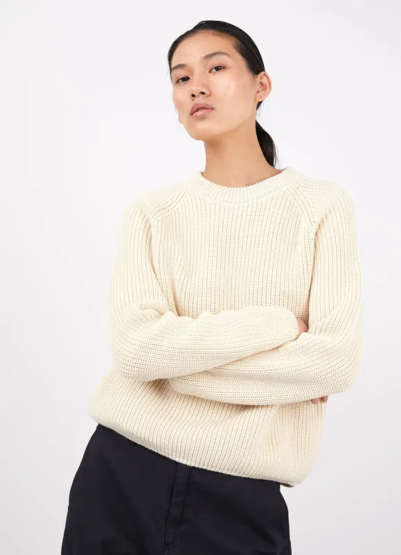 Women's Boxy Crew Jumper in Ecru sold by Sunspel
