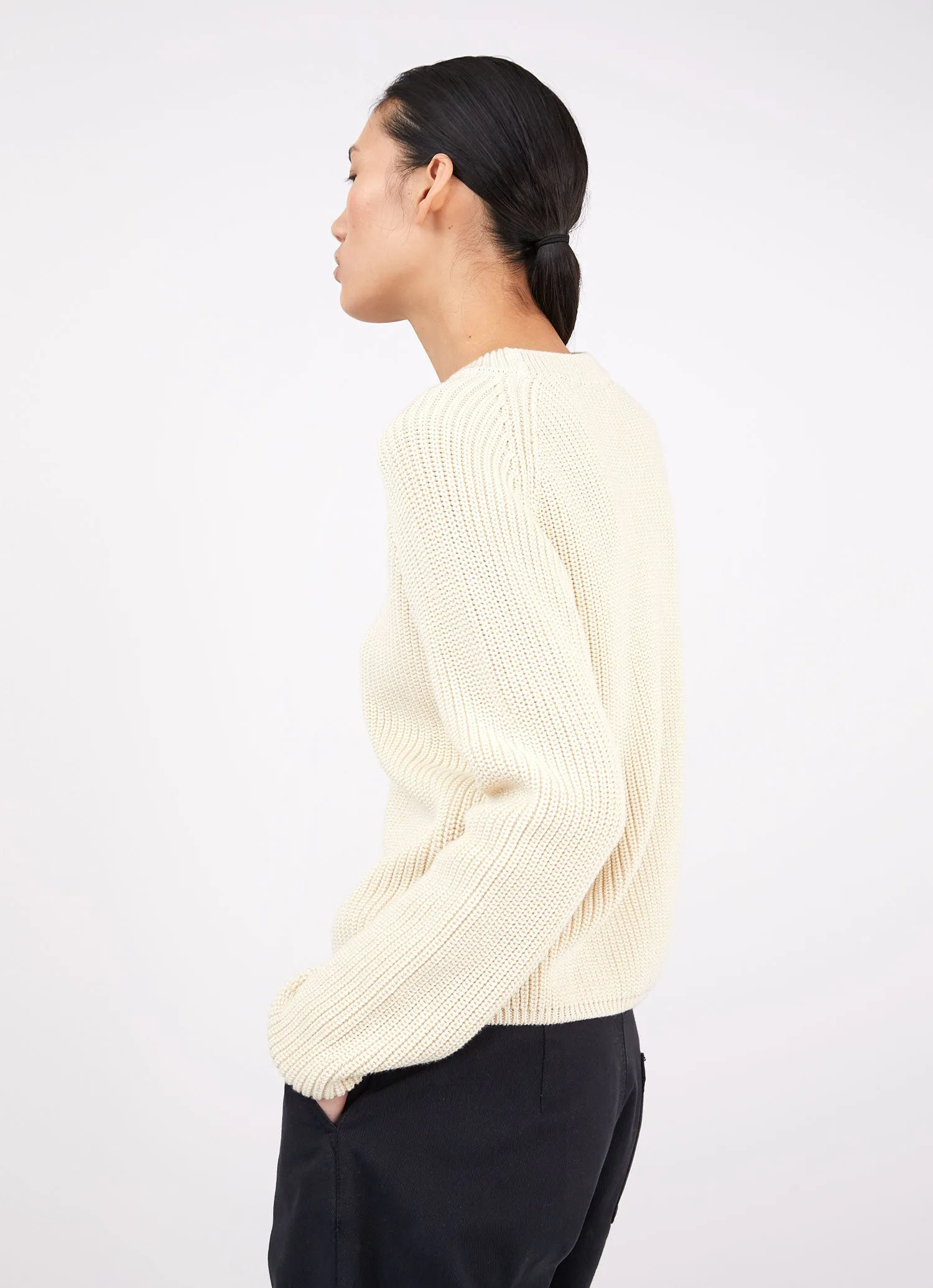 Women's Boxy Crew Jumper in Ecru sold by Sunspel product image thumbnail 4