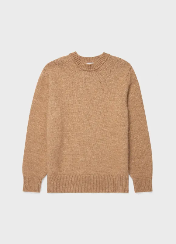 Men's Alpaca Wool Jumper in Light Camel sold by Sunspel