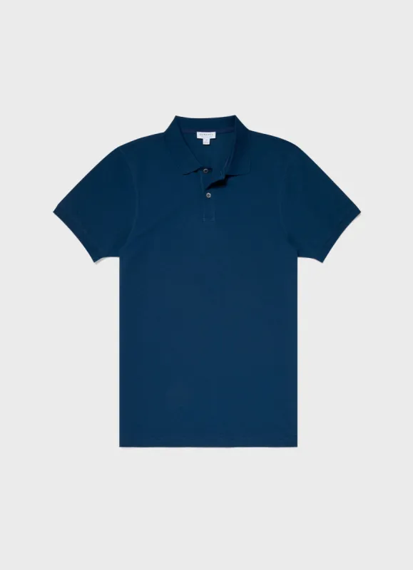 Men's Piqué Polo Shirt in Coast sold by Sunspel