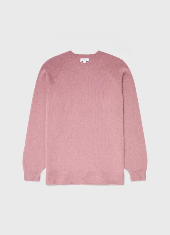 Men's Lambswool Crew Neck Jumper in Vintage Pink sold by Sunspel