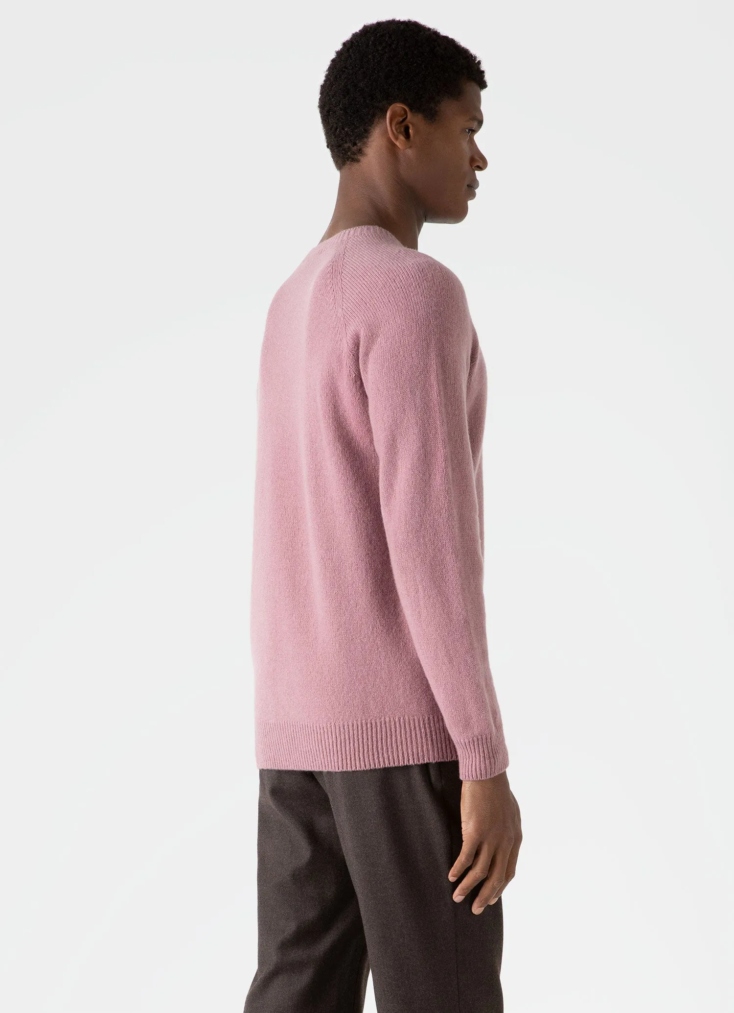 Men's Lambswool Crew Neck Jumper in Vintage Pink sold by Sunspel product image thumbnail 5