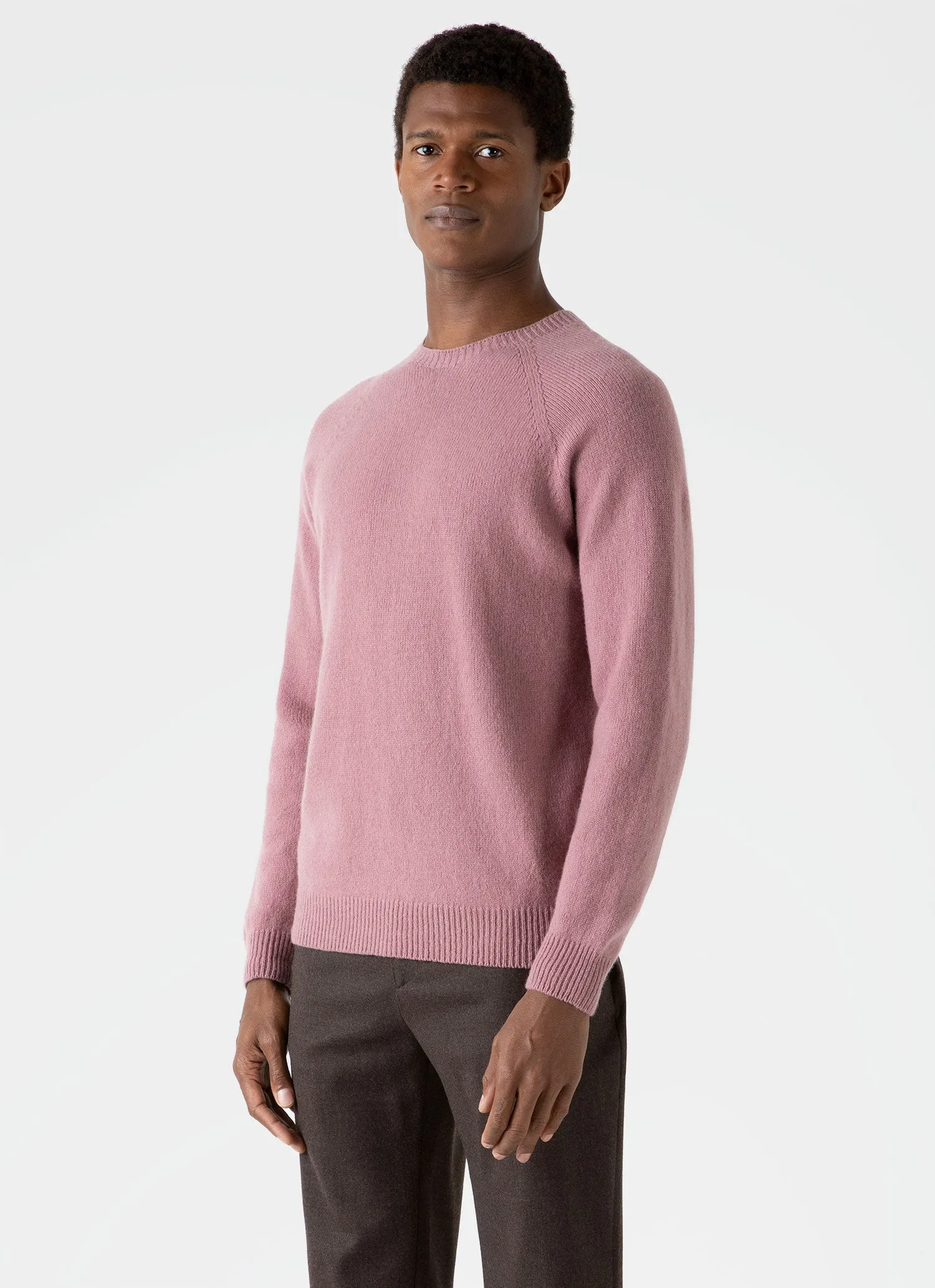 Men's Lambswool Crew Neck Jumper in Vintage Pink sold by Sunspel product image thumbnail 2