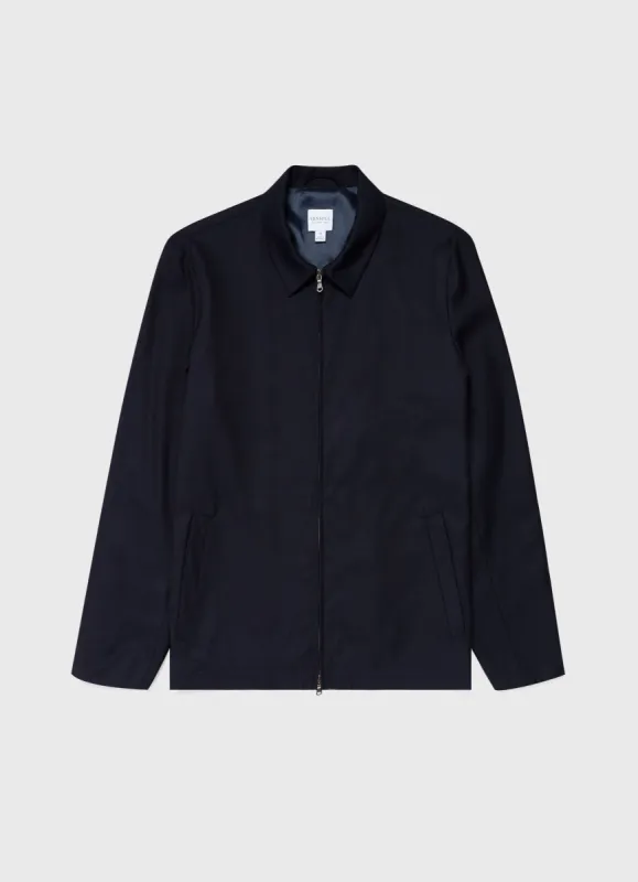 Men's Panama Harrington in Navy sold by Sunspel