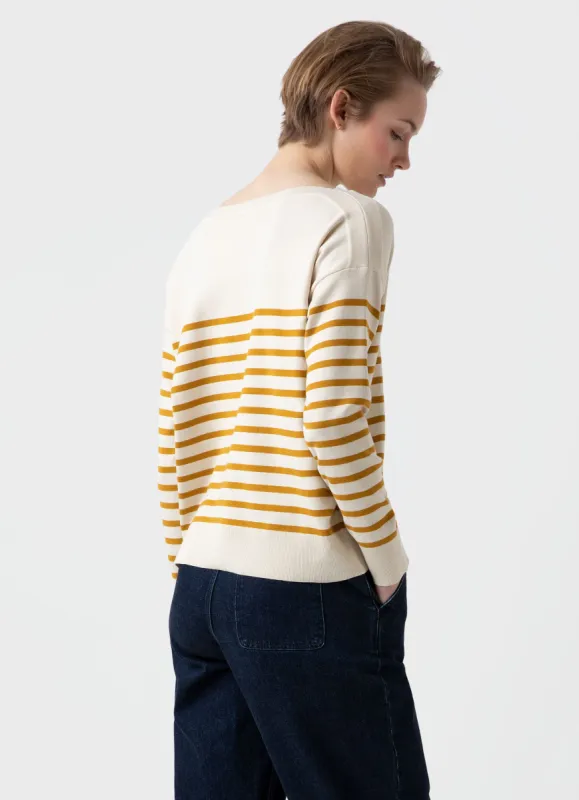 Women's Breton Stripe Jumper in Ecru/Cider sold by Sunspel
