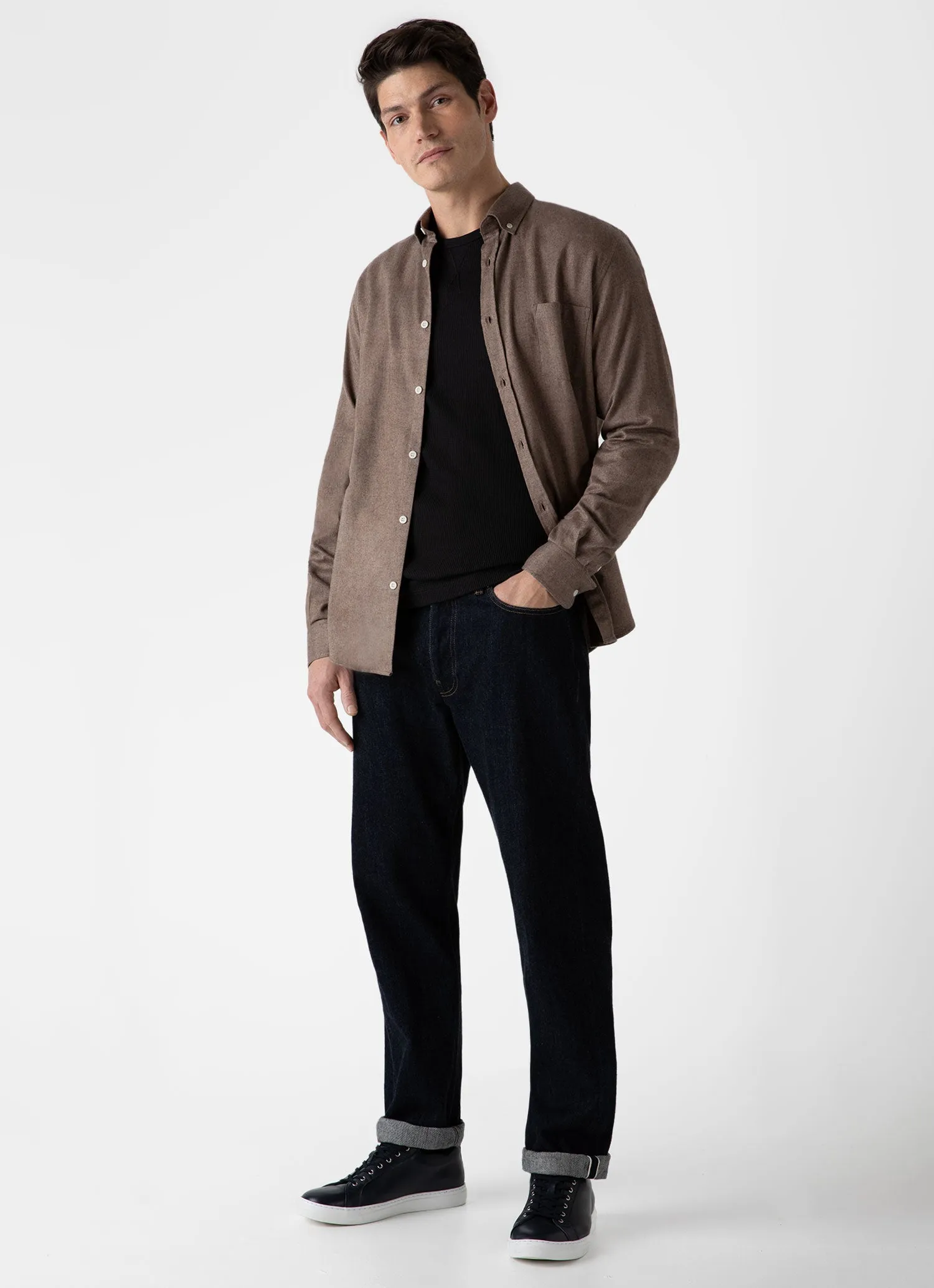 Men's Button Down Flannel Shirt in Cedar sold by Sunspel product image thumbnail 3