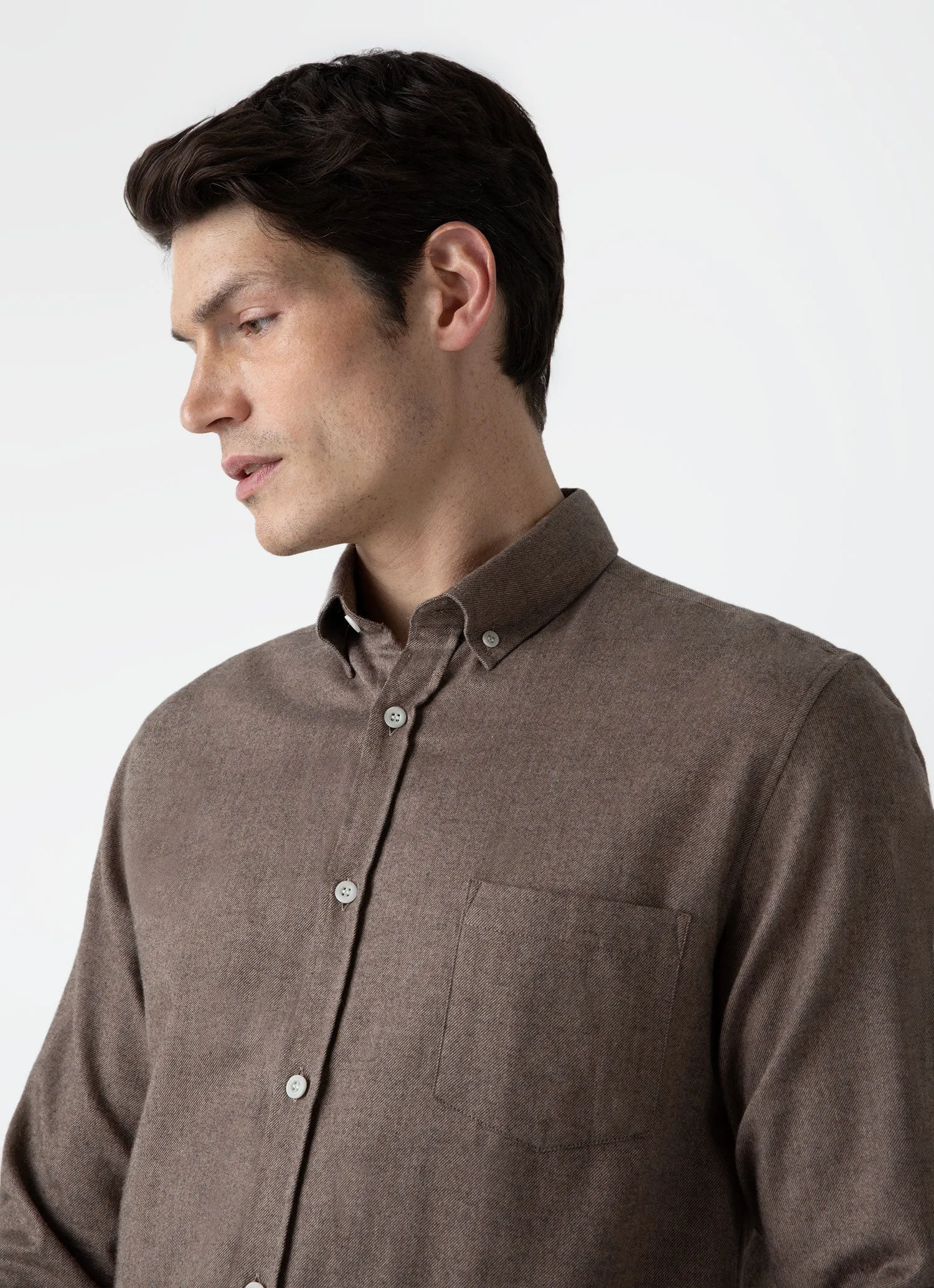 Men's Button Down Flannel Shirt in Cedar sold by Sunspel product image thumbnail 5