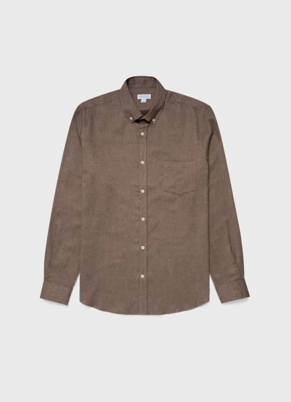 Men's Button Down Flannel Shirt in Cedar sold by Sunspel