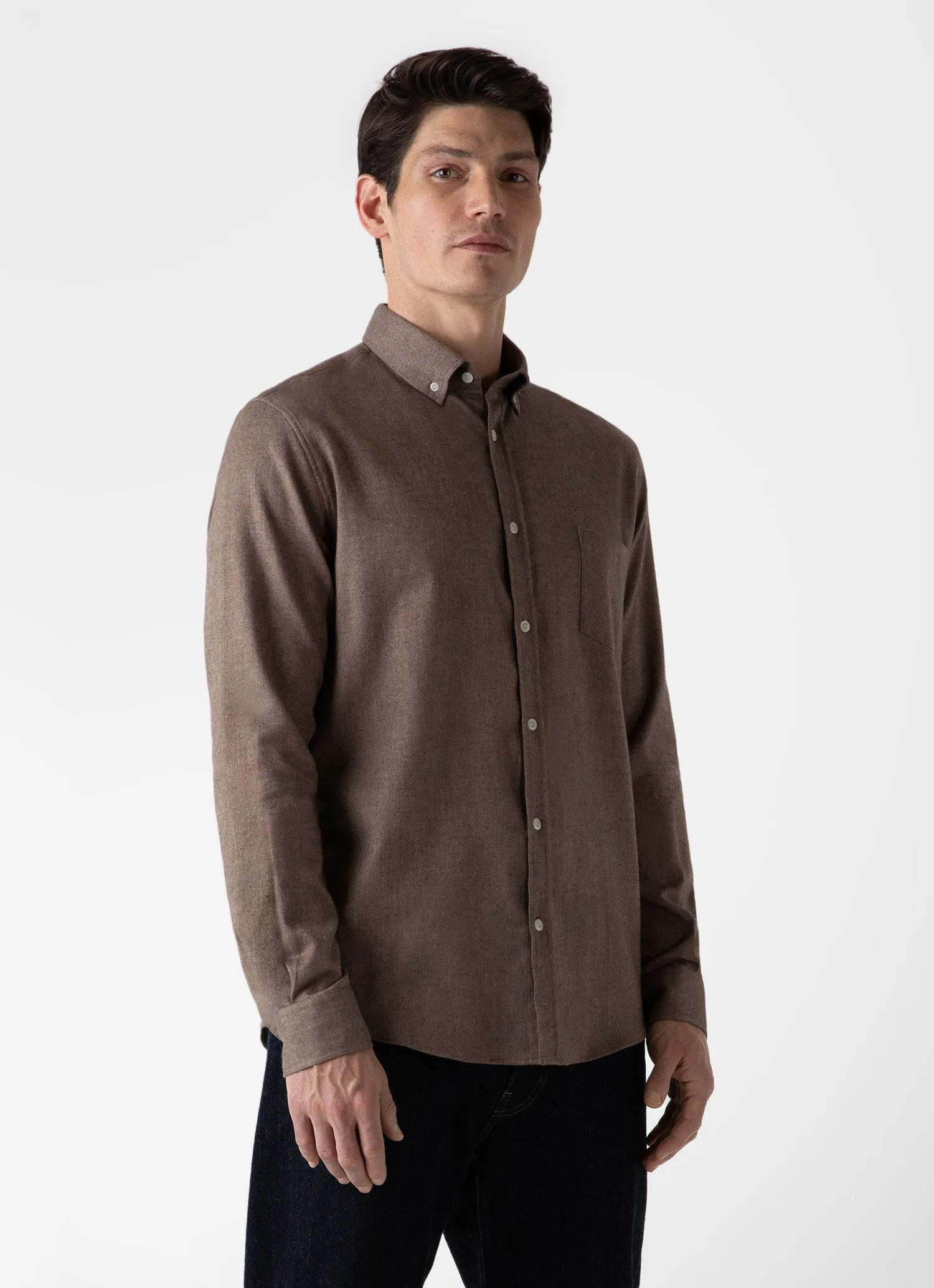 Men's Button Down Flannel Shirt in Cedar sold by Sunspel product image thumbnail 2