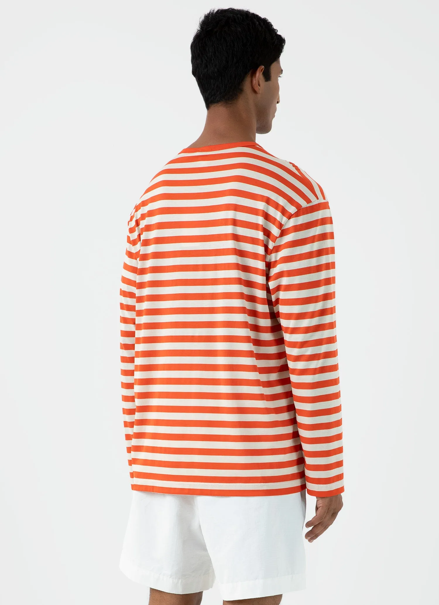 Men's Sunspel x Nigel Cabourn Long Sleeve T-shirt in Orange/Stone White sold by Sunspel product image thumbnail 5