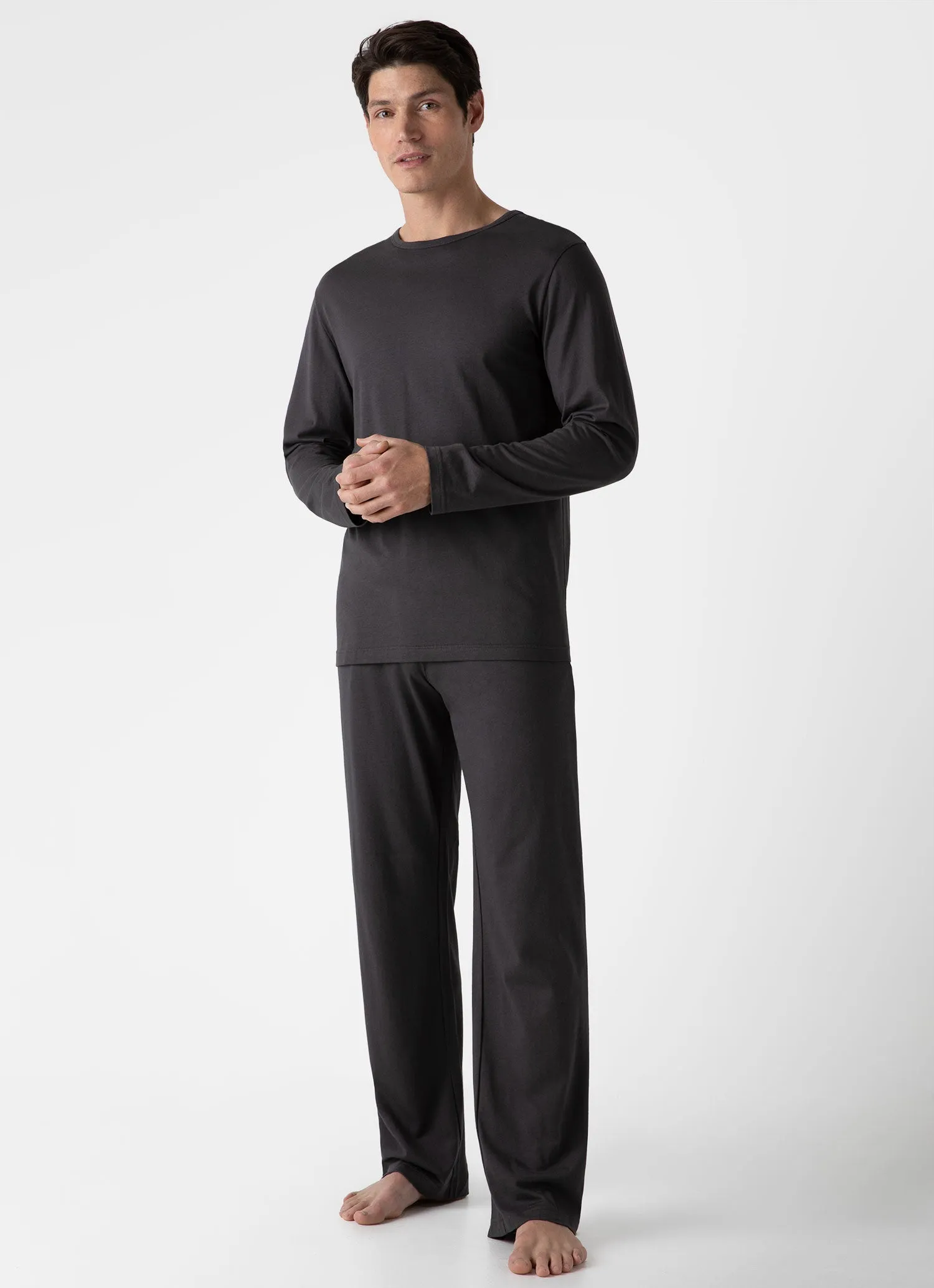 Men's Cotton Modal Lounge Pant in Charcoal sold by Sunspel product image thumbnail 2