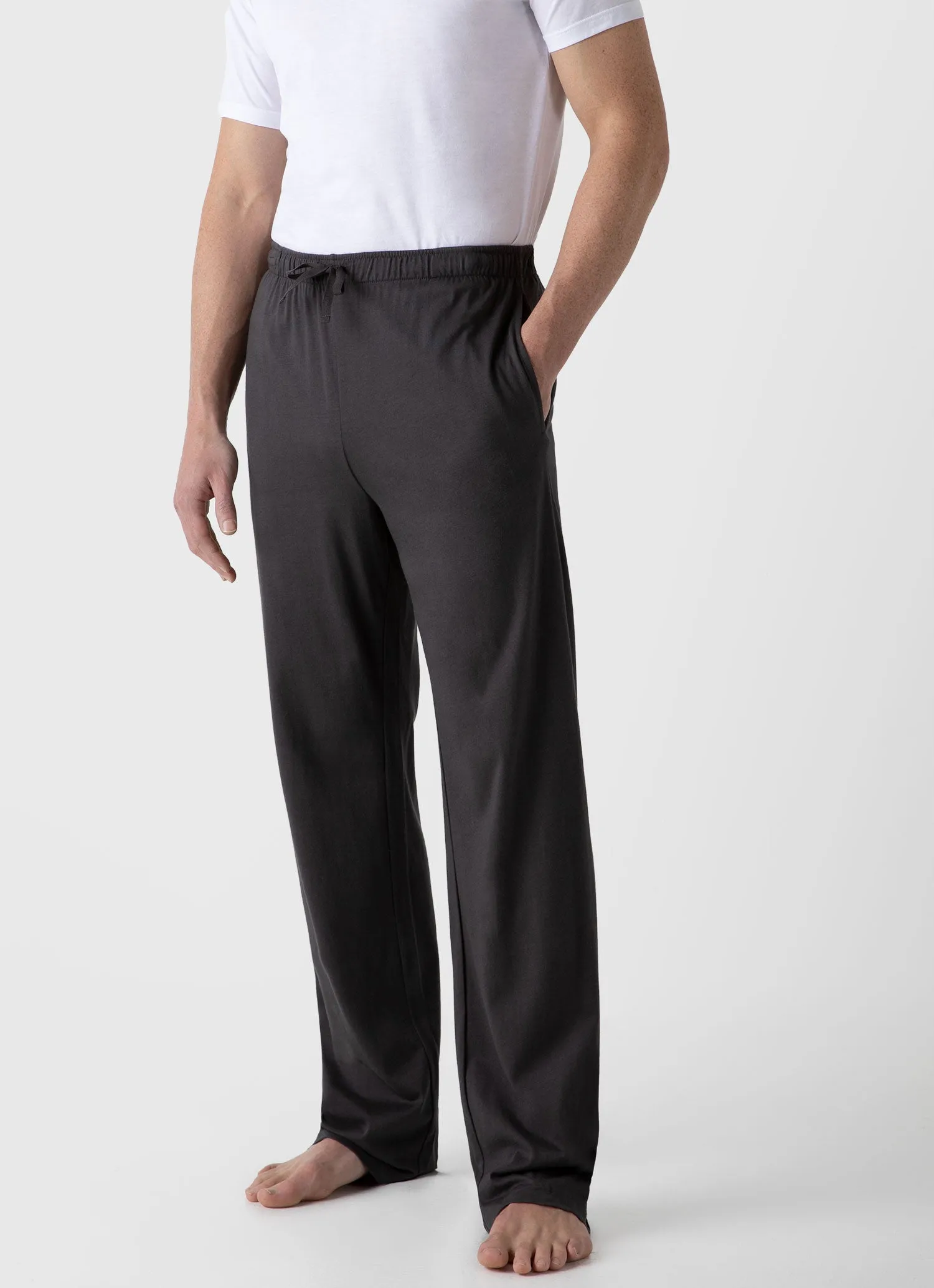Men's Cotton Modal Lounge Pant in Charcoal sold by Sunspel product image thumbnail 3