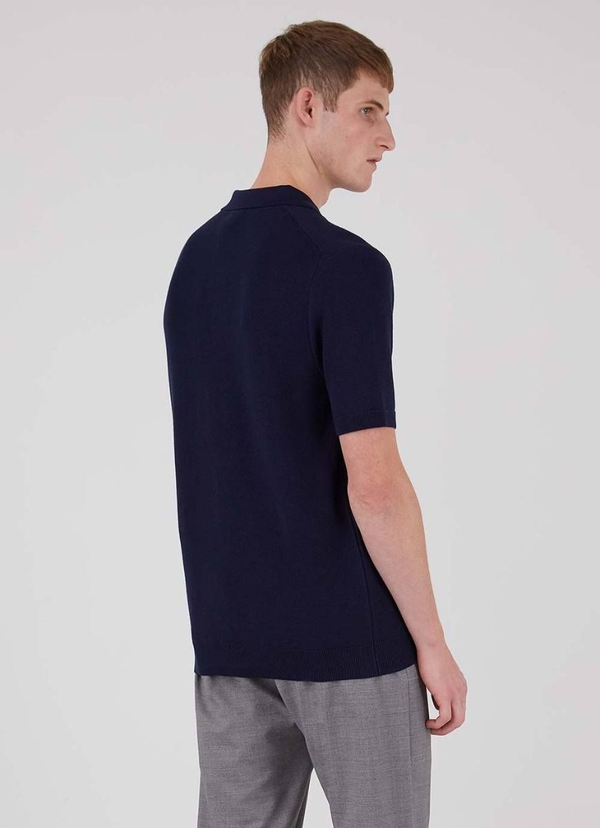 Men's Fine Texture knit Shirt in Navy sold by Sunspel product image thumbnail 4