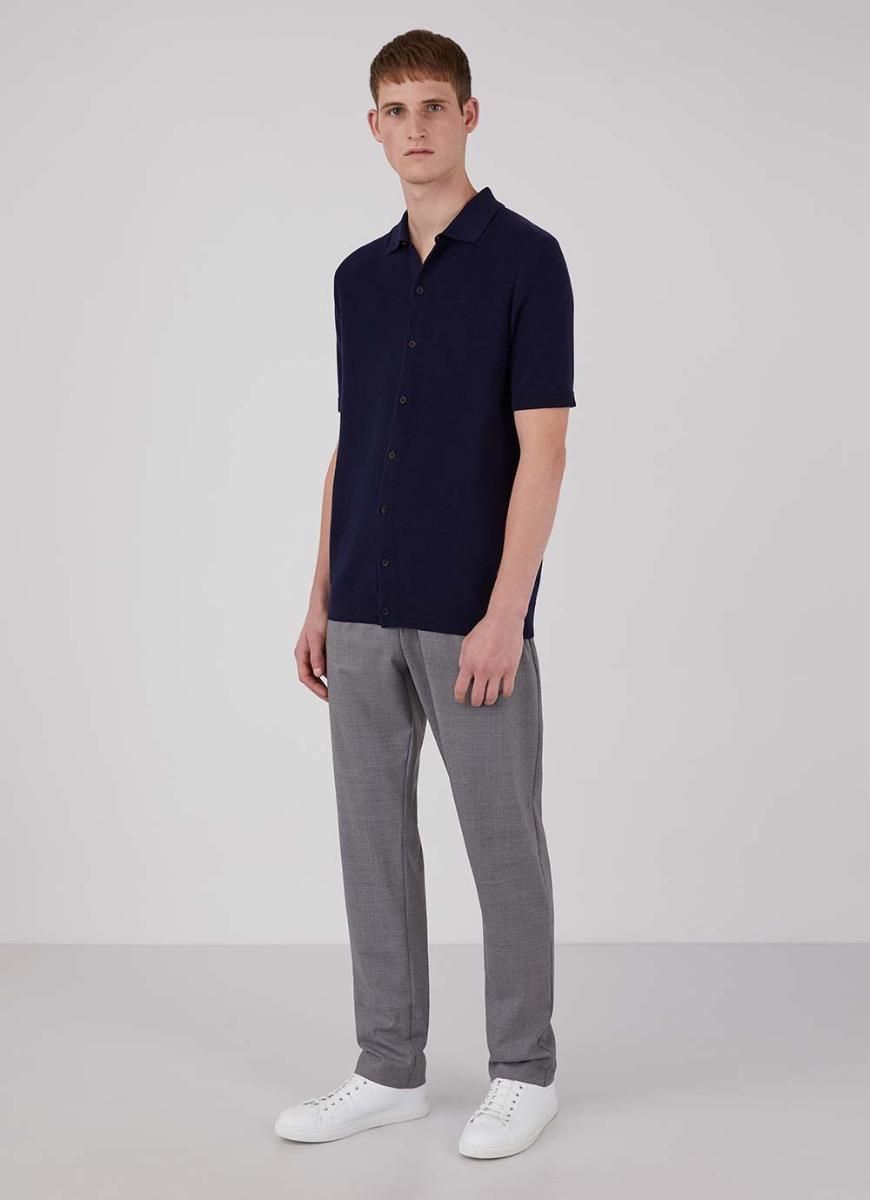 Men's Fine Texture knit Shirt in Navy sold by Sunspel product image thumbnail 3